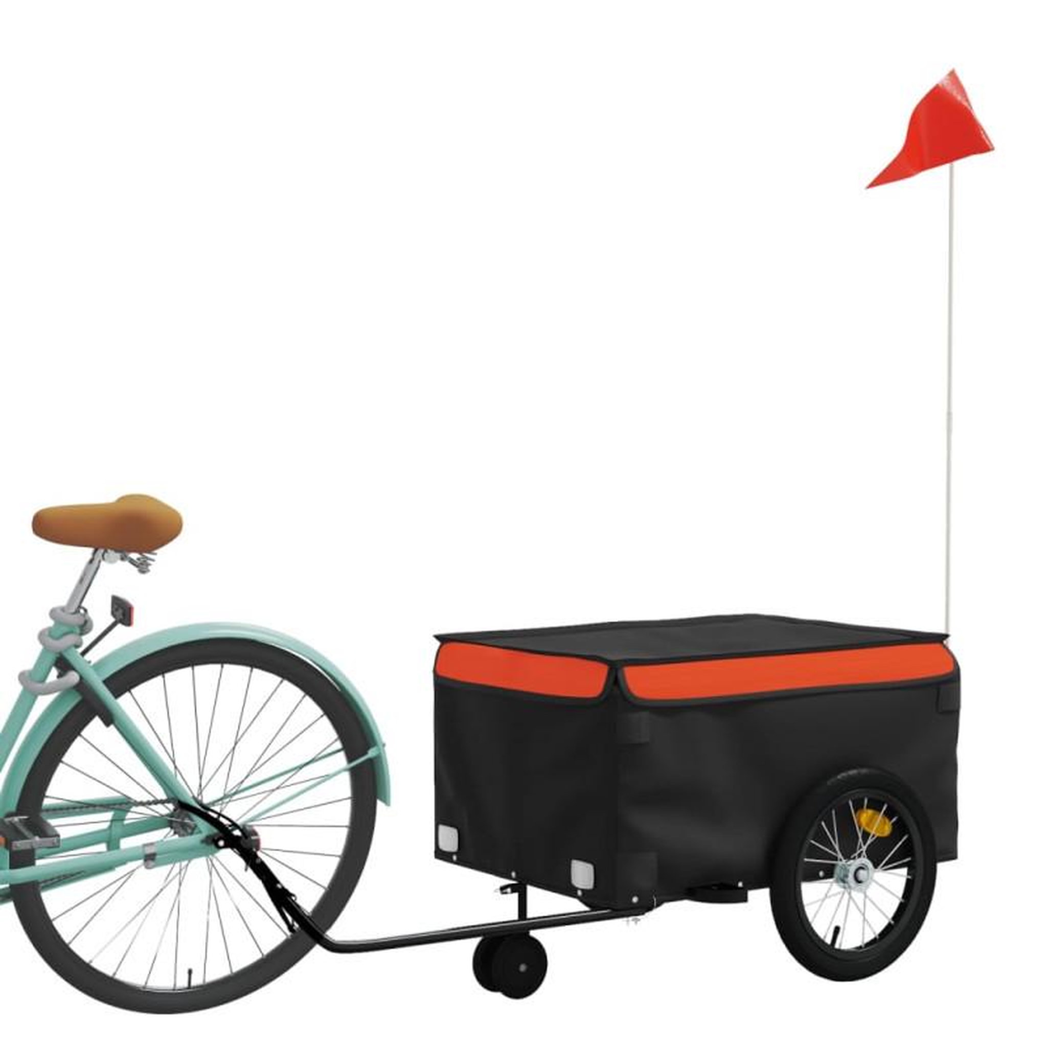 Voir la diapositive 3 : VIDAXL Remorque de vélo noir et orange 45 kg fer