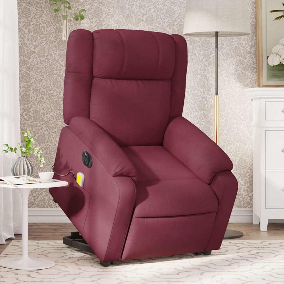 VIDAXL Fauteuil inclinable de massage electrique Rouge bordeaux Tissu