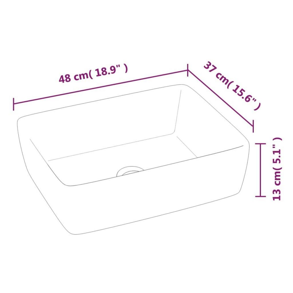 VIDAXL Lavabo blanc 48x37x13 cm ceramique rectangle