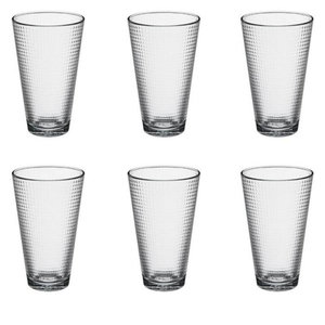 Lot De 6 Verres à Vin Flora - 34cl, Transparents, Design Tendance, Lavables Au Lave-vaisselle