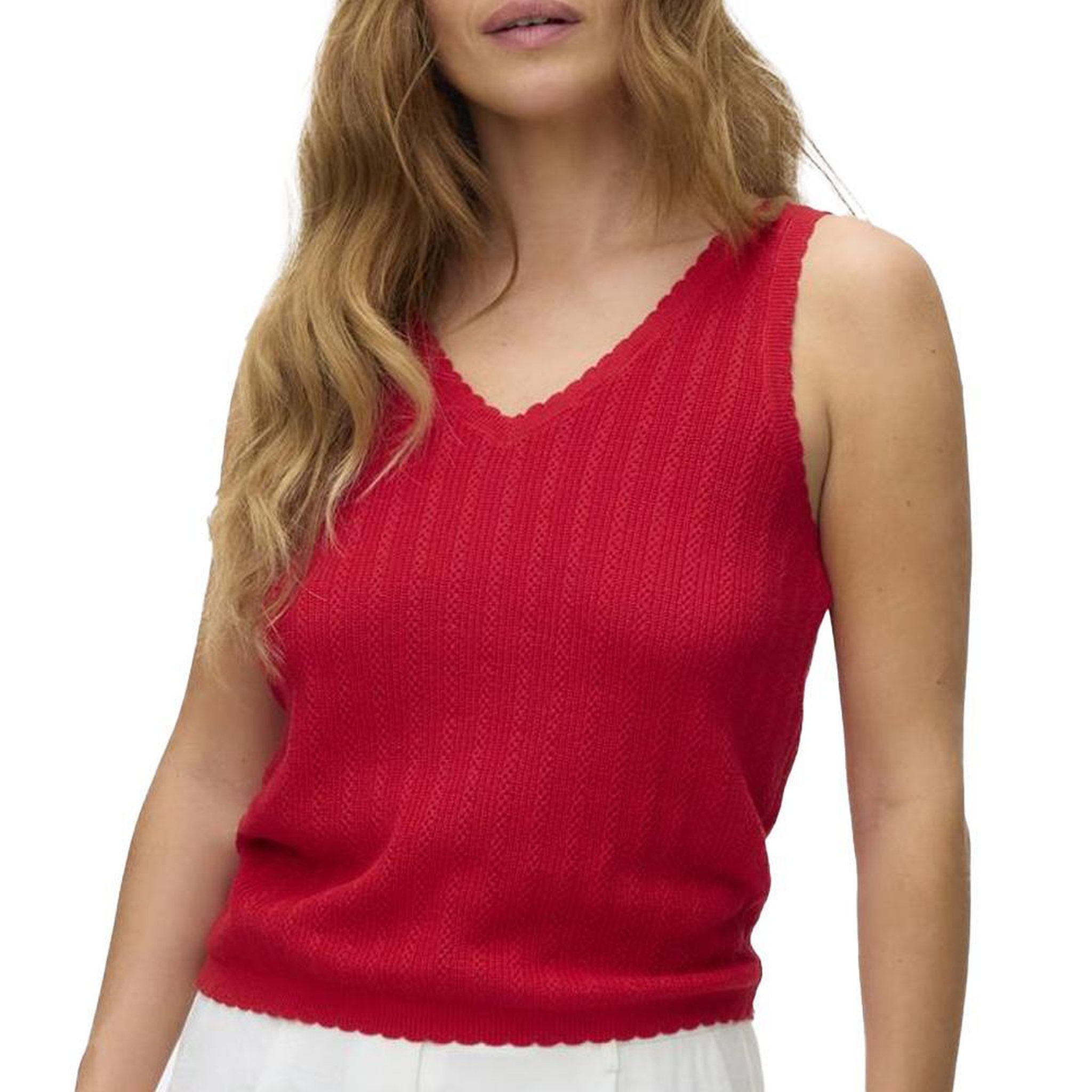 Voir la diapositive 1 : Vero Moda T-Shirt Rouge Femme Vero Moda Pointelle