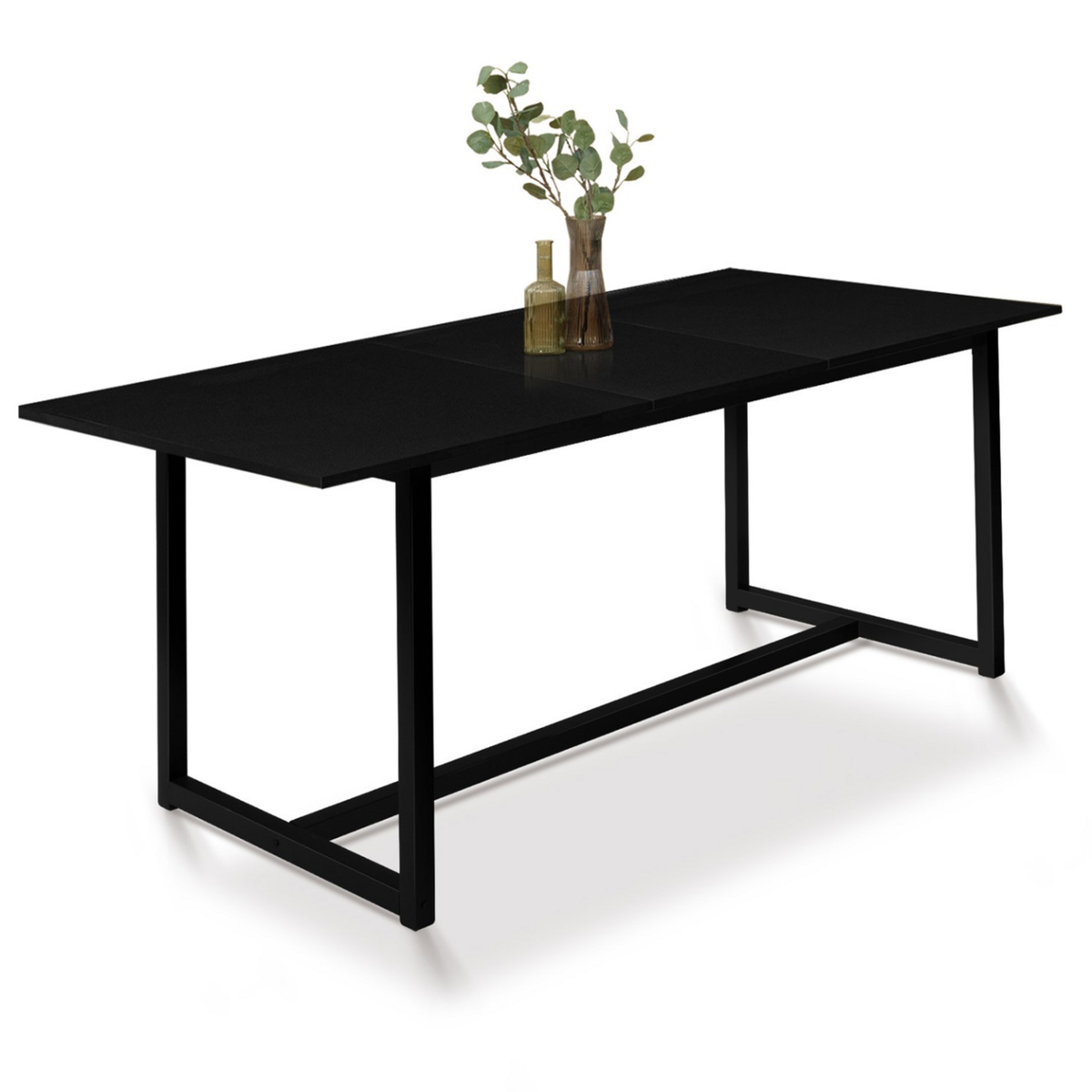 ID MARKET Table à manger extensible rectangle DELSON 6-10 personnes design industriel 160-200 cm