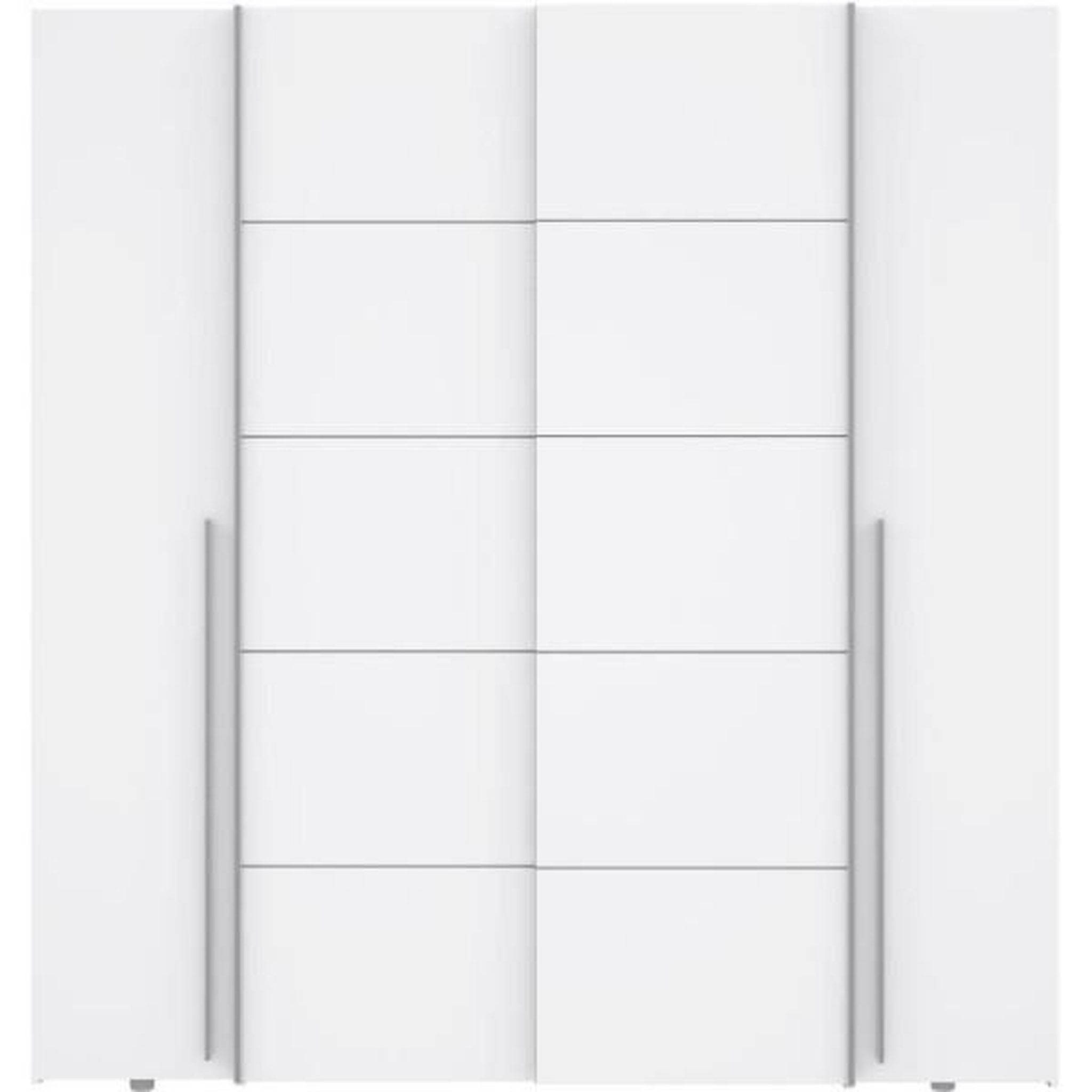 Voir la diapositive 5 : MARKET24 Armoire NARAGO - Décor Blanc mat - 2 portes coulissantes + 2 portes battantes + 2 penderies - L200 x P61 x H210 cm
