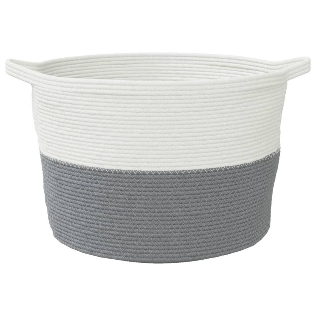 VIDAXL Panier a linge gris et blanc Ø60x36 cm coton