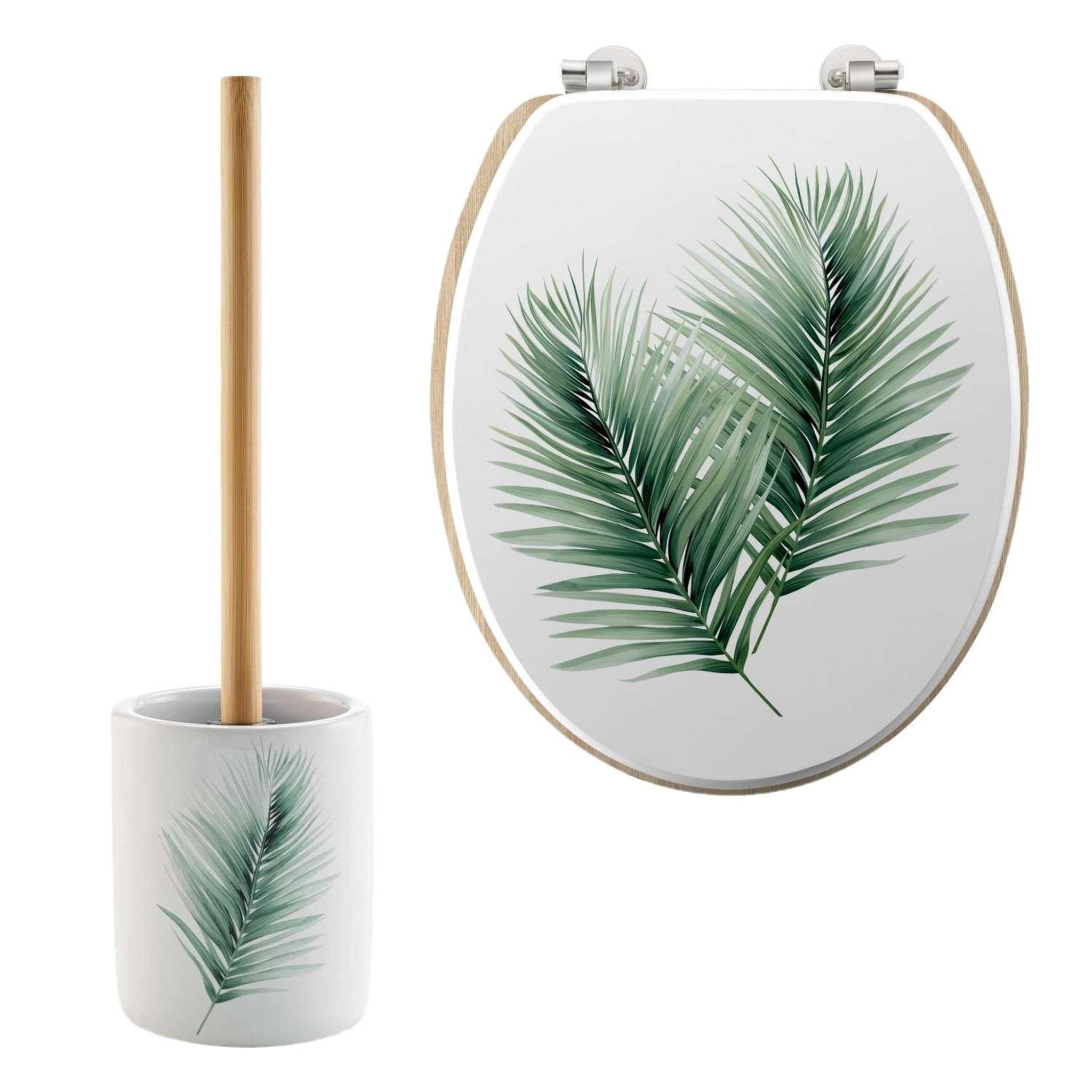 TOILINUX Abattant et brosse wc varadero - blanc et vert