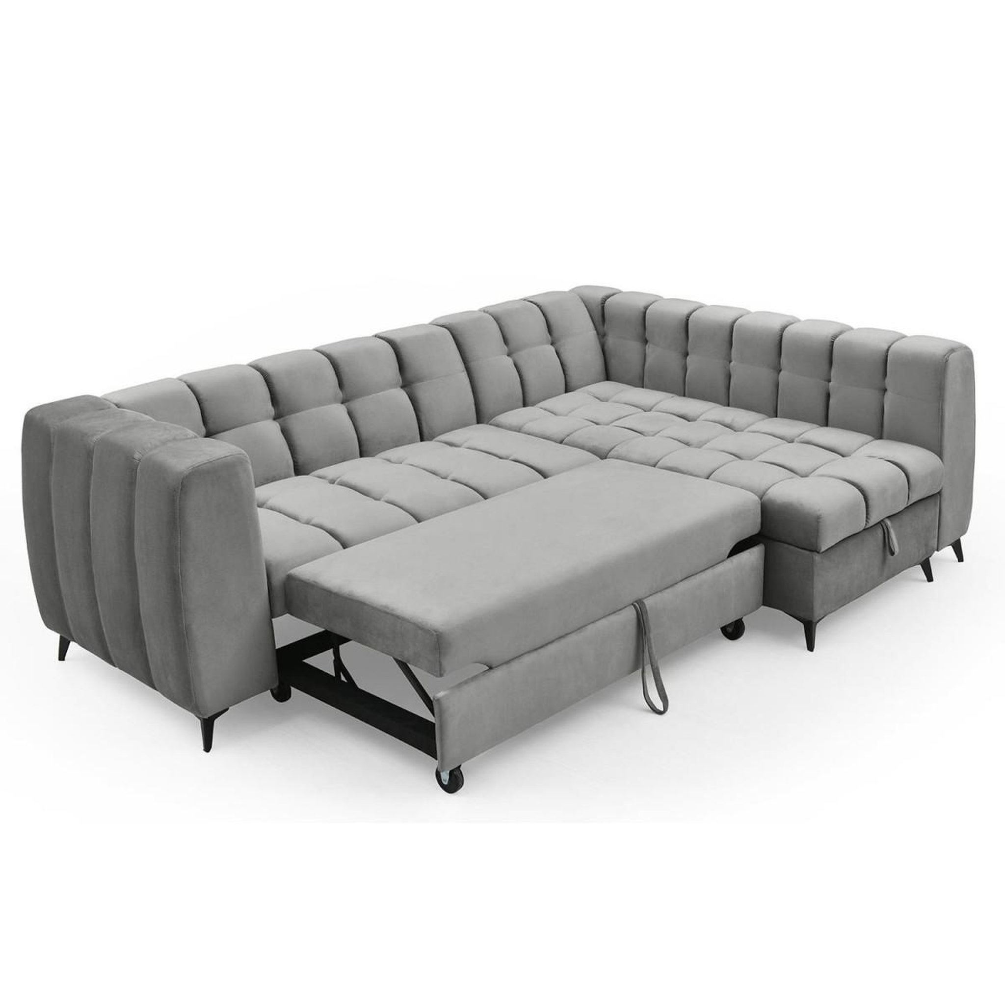 Voir la diapositive 5 : Paris Prix Canapé d'angle convertible 5 places  casey  247cm gris