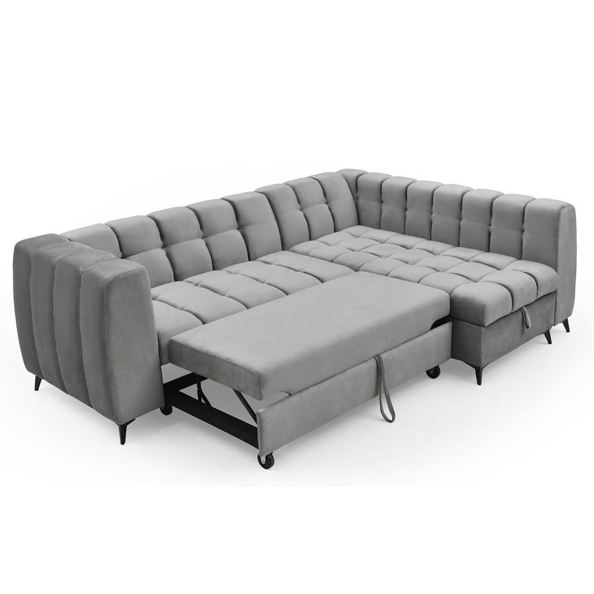 Paris Prix Canapé d'Angle Convertible 5 Places  Casey  247cm Gris