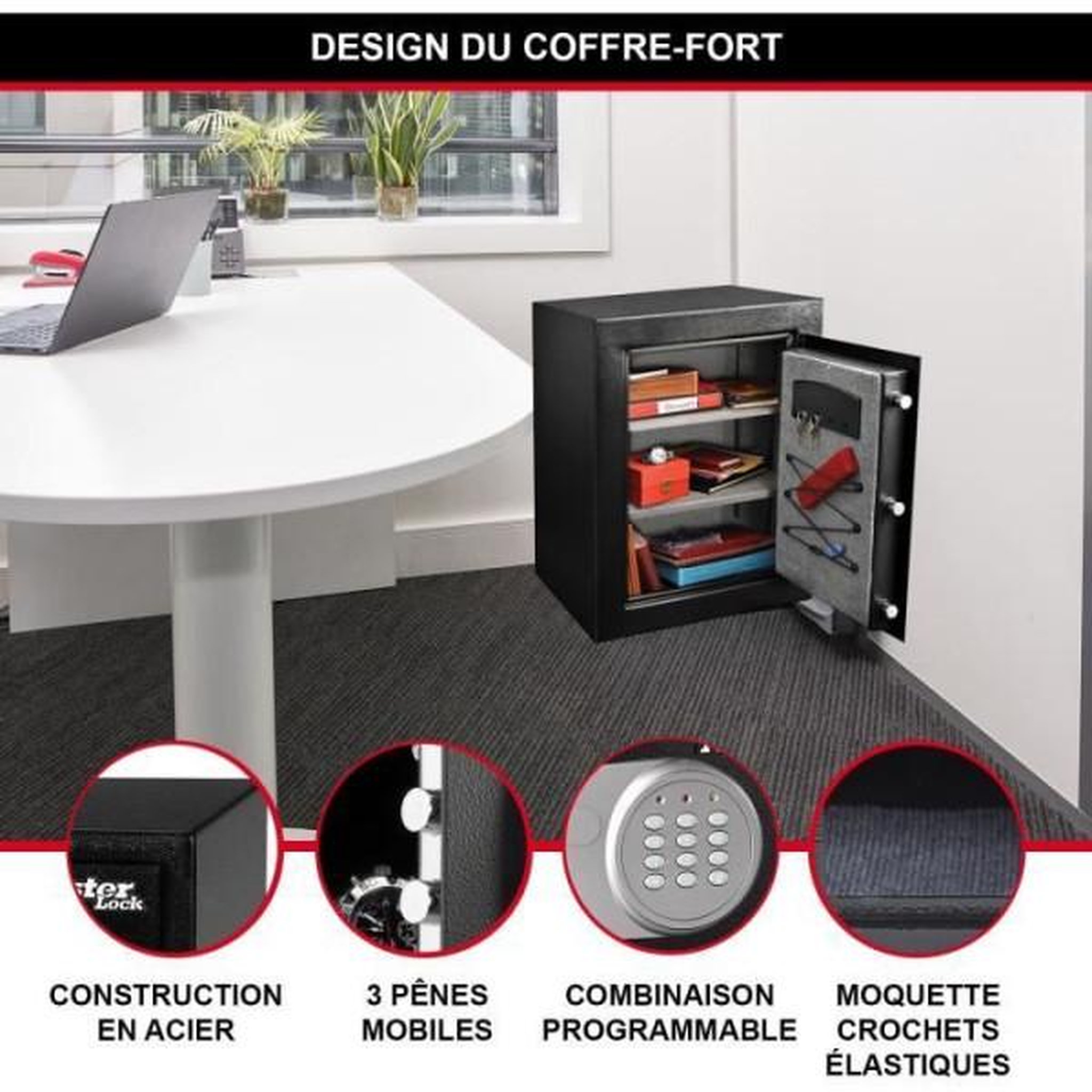 Voir la diapositive 3 : Master lock Coffre-fort haute sécurité a combinaison électronique xl 119 litres - master lock t8-331ml