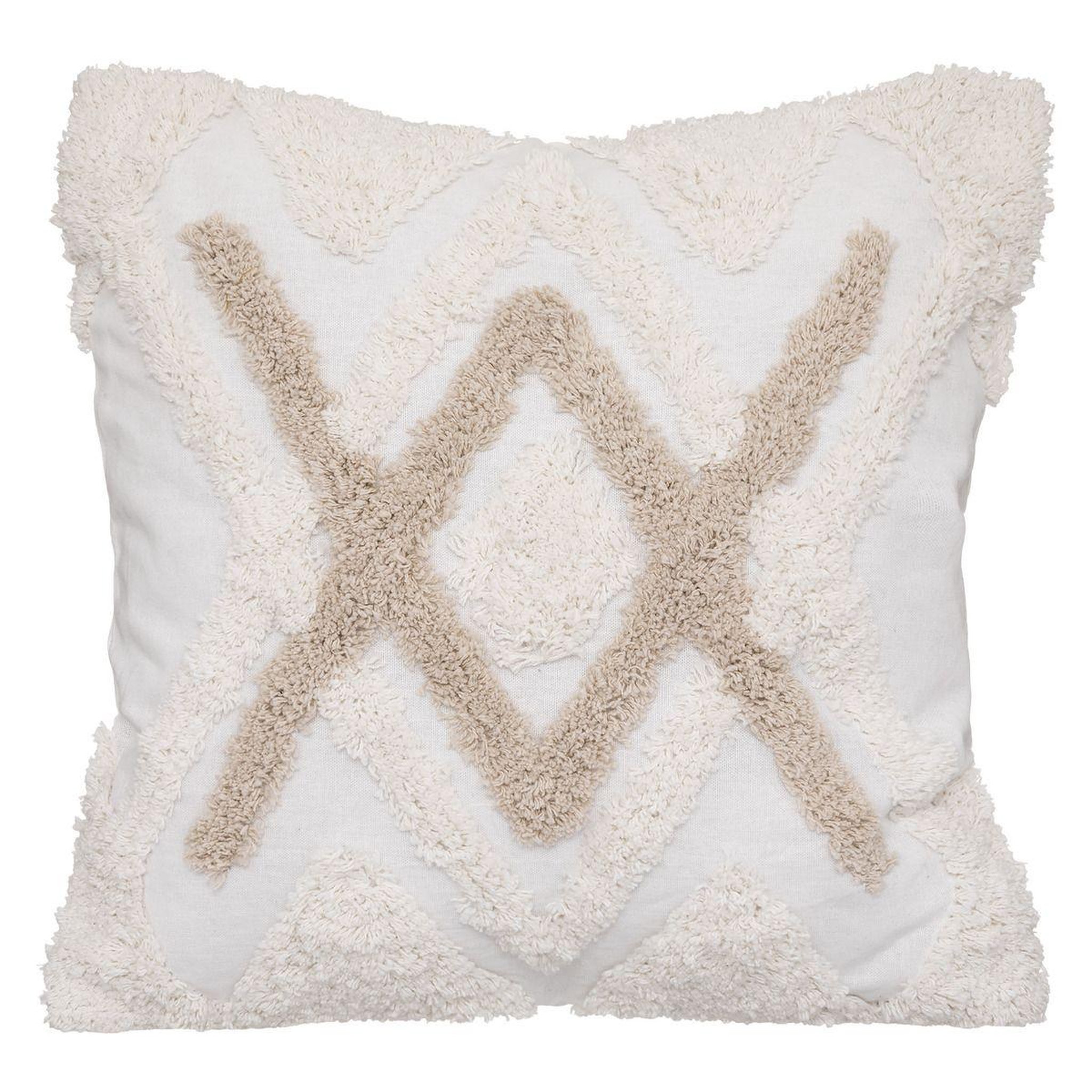 ATMOSPHERA Housse de coussin  tufté  40x40cm ivoire & lin