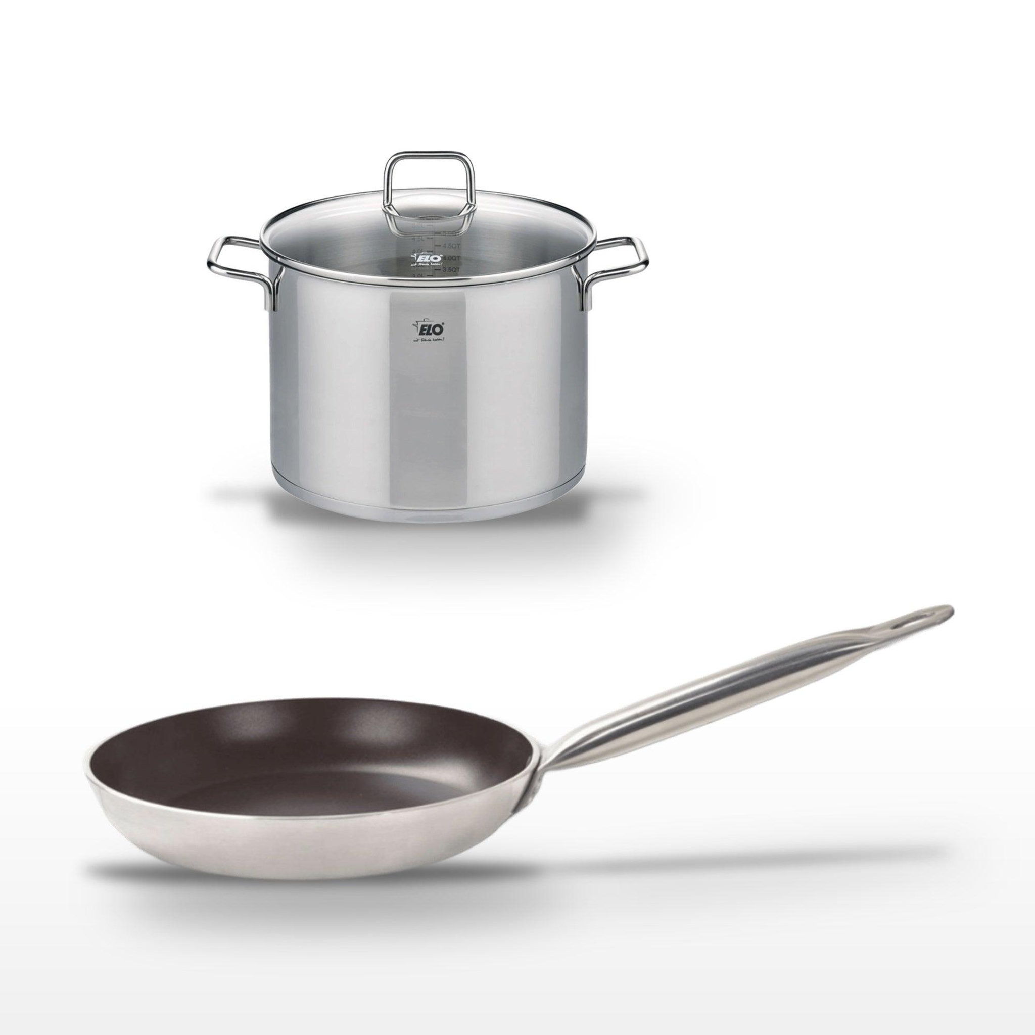 ELO Lot poêle 28 cm avec revêtement céramique sans pfas & faitout 26 cm elo bistro line citrin