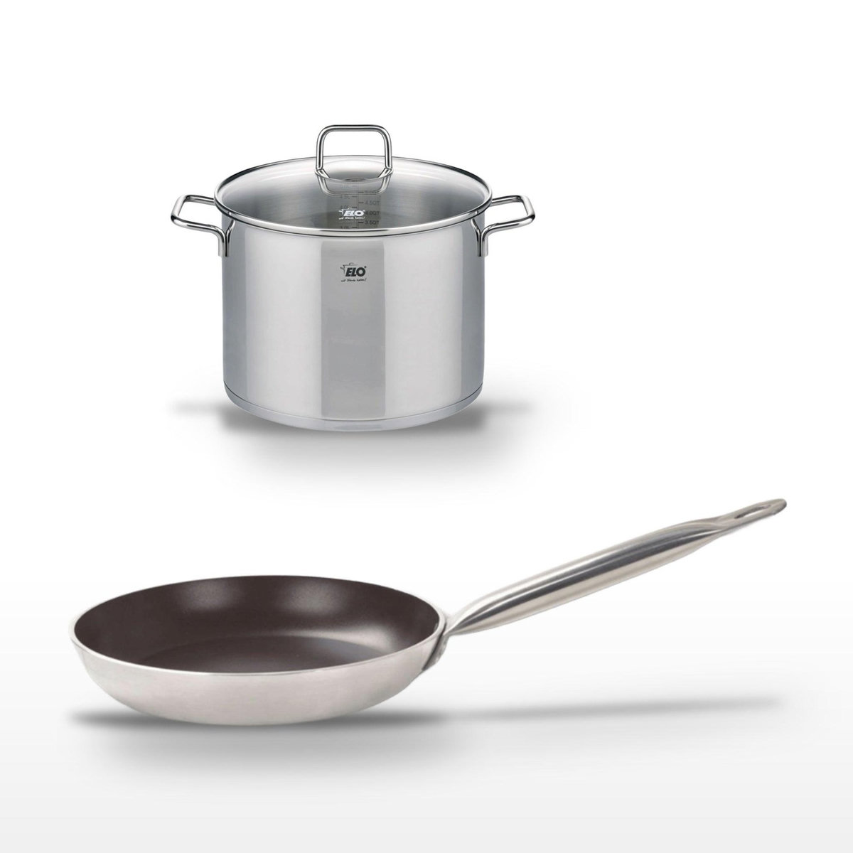 ELO Lot Poêle 28 cm avec revêtement céramique sans PFAS & Faitout 26 cm Elo Bistro Line Citrin