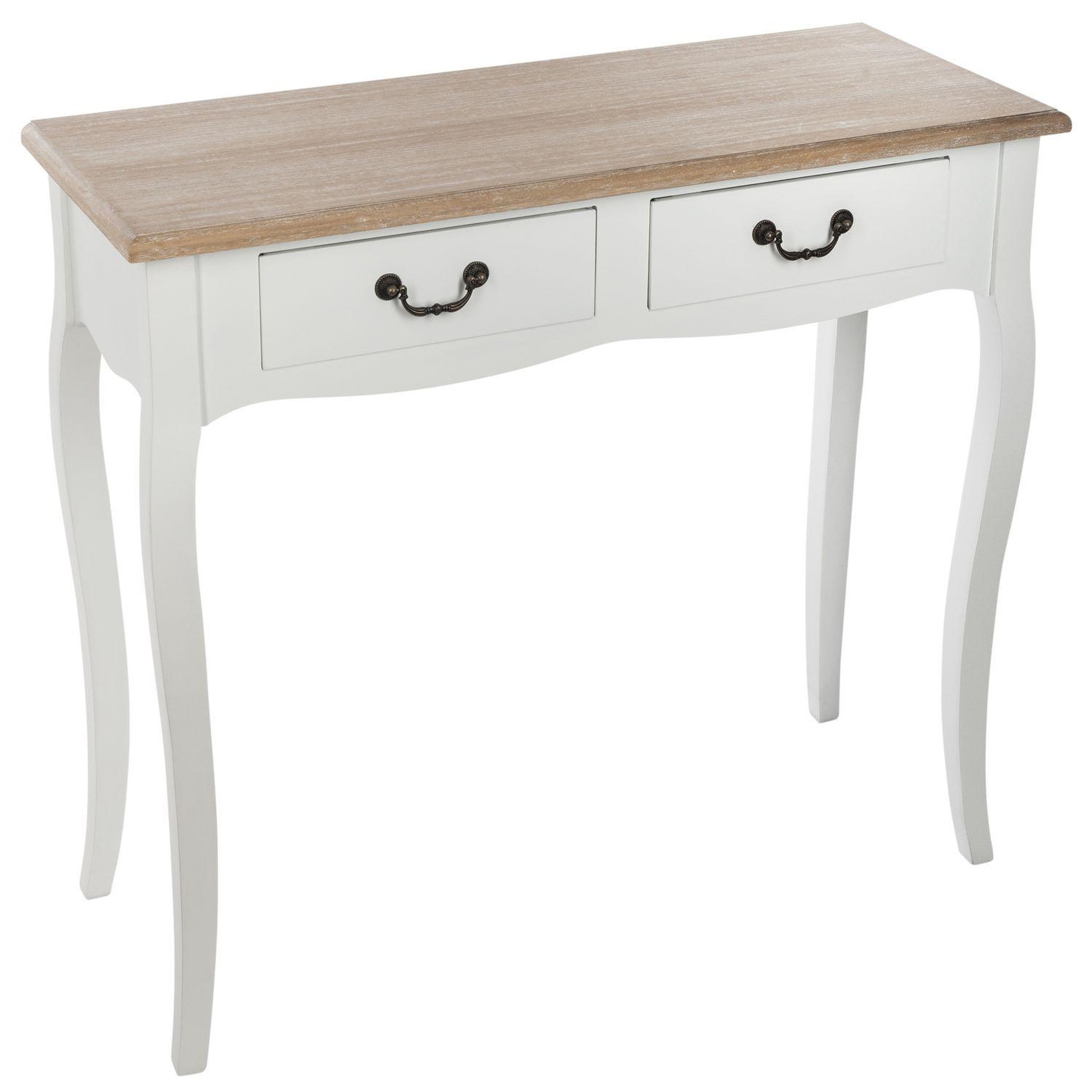 ATMOSPHERA Console chrysa - 2 tiroirs - blanc et bois