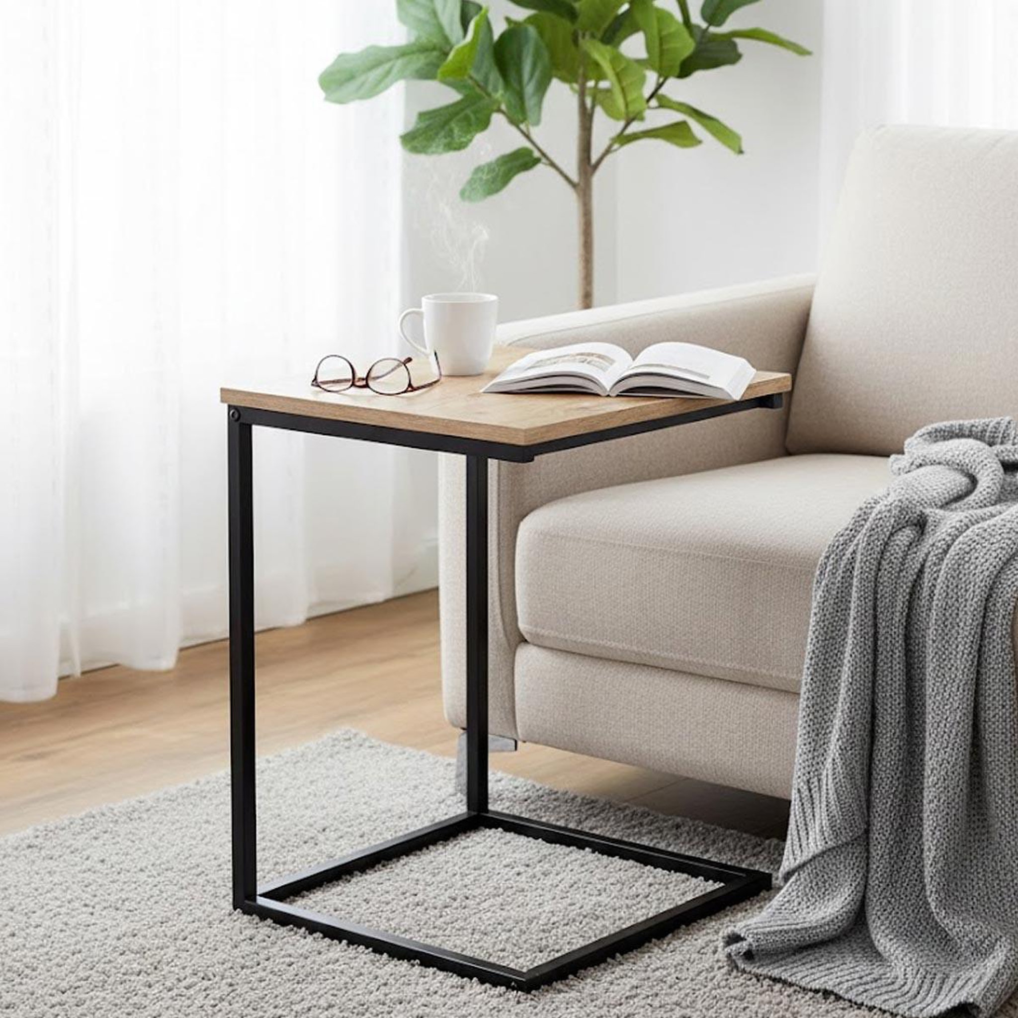 Voir la diapositive 2 : Paris Prix Table d'Appoint Design  Louna  50cm Naturel & Noir
