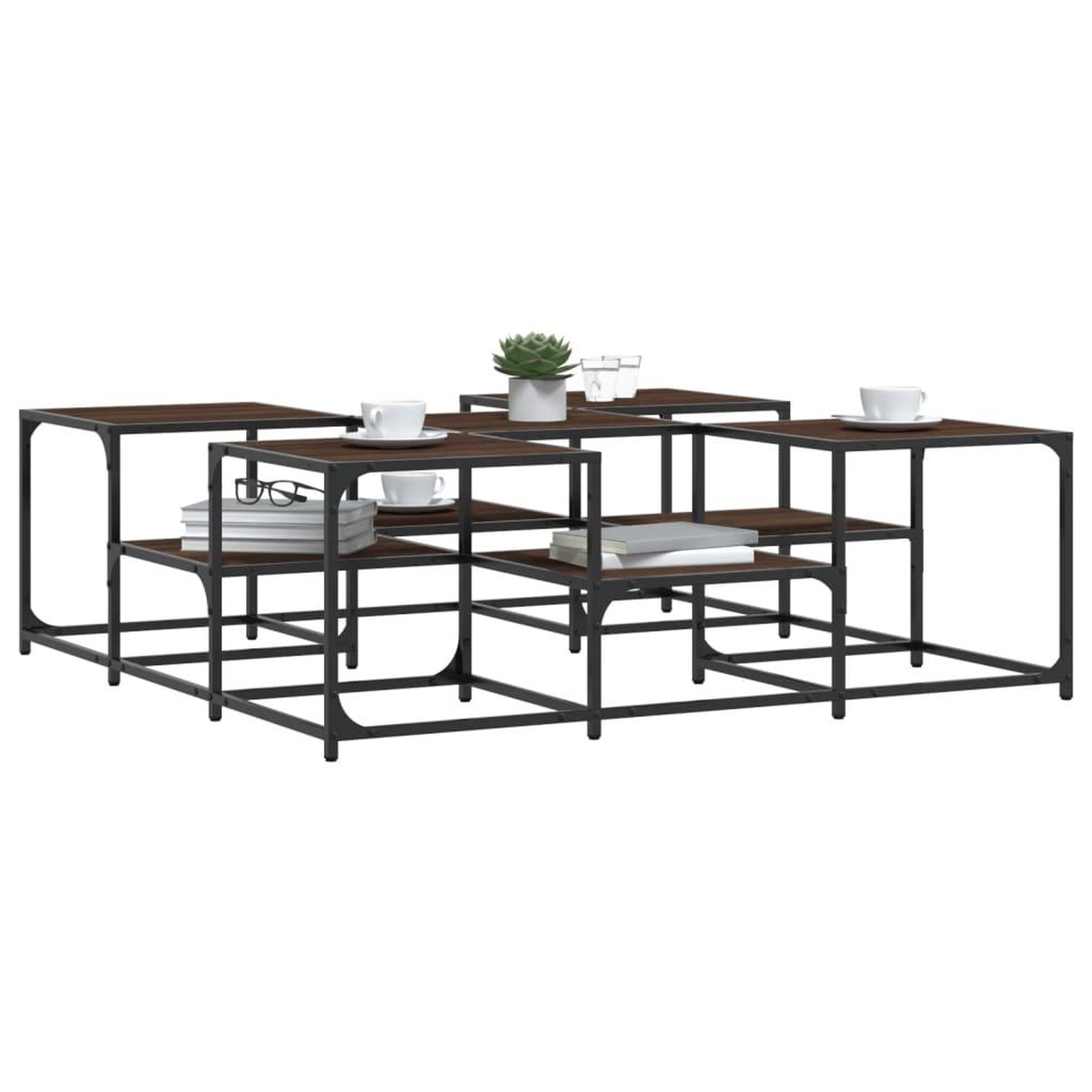 Voir la diapositive 4 : VIDAXL Table basse chene marron 121x121x40 cm bois d'ingenierie