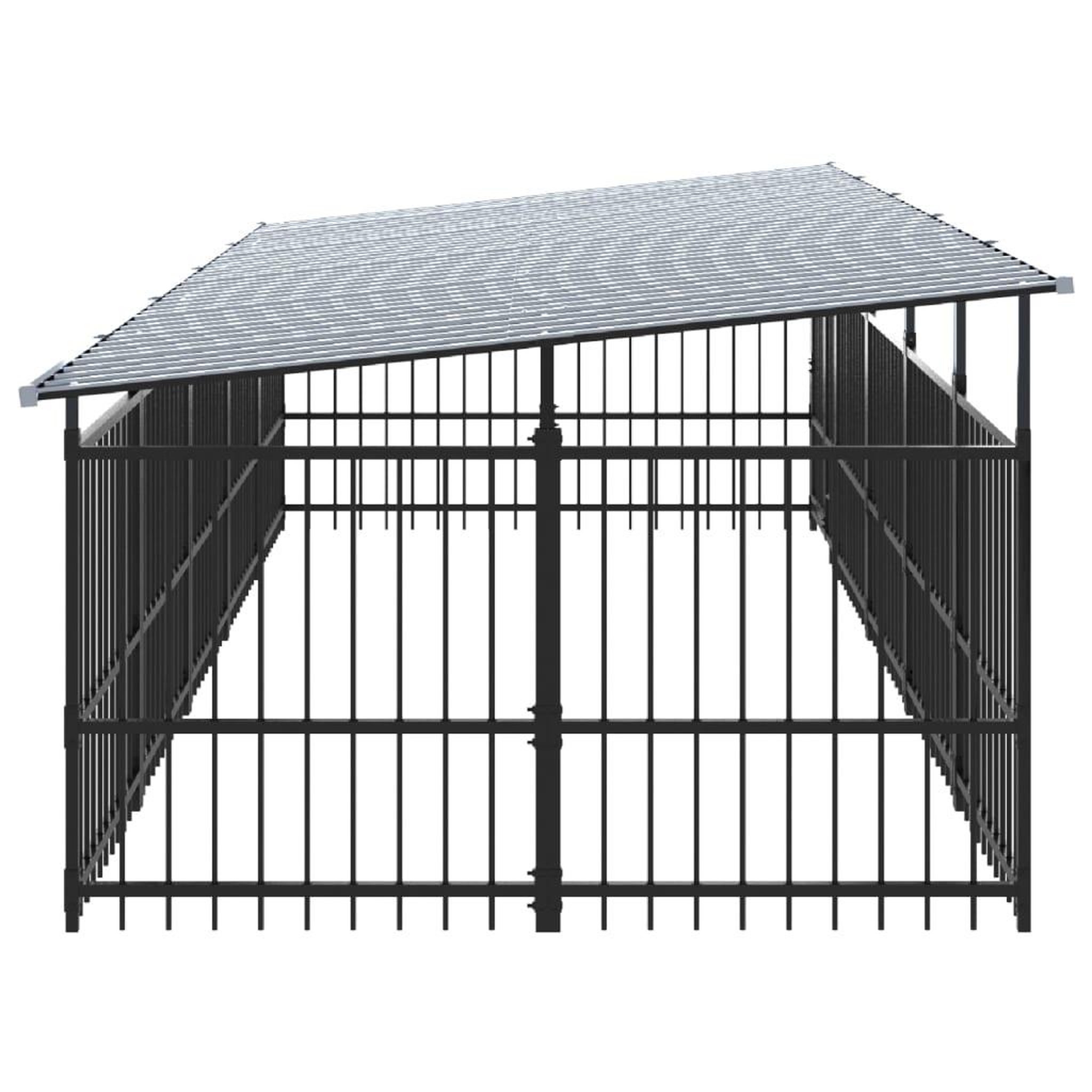 Voir la diapositive 4 : VIDAXL Chenil d'exterieur avec toit pour chiens Acier 9,38 m²