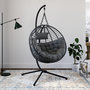 Voir la diapositive 3 : ID MARKET Fauteuil rond suspendu ajouré effet rotin gris avec coussin gris