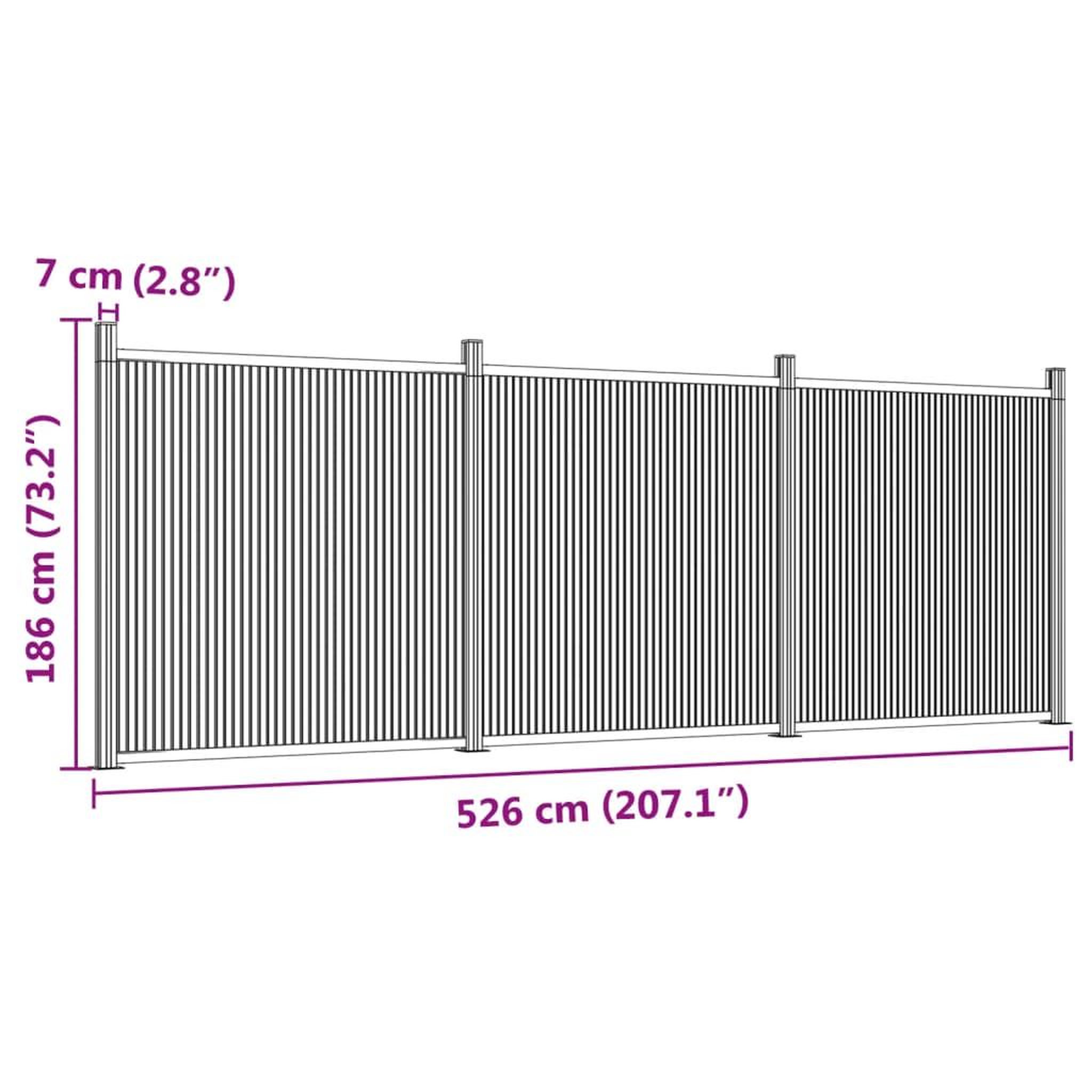 Voir la diapositive 6 : VIDAXL Panneau de cloture gris 526x186 cm WPC
