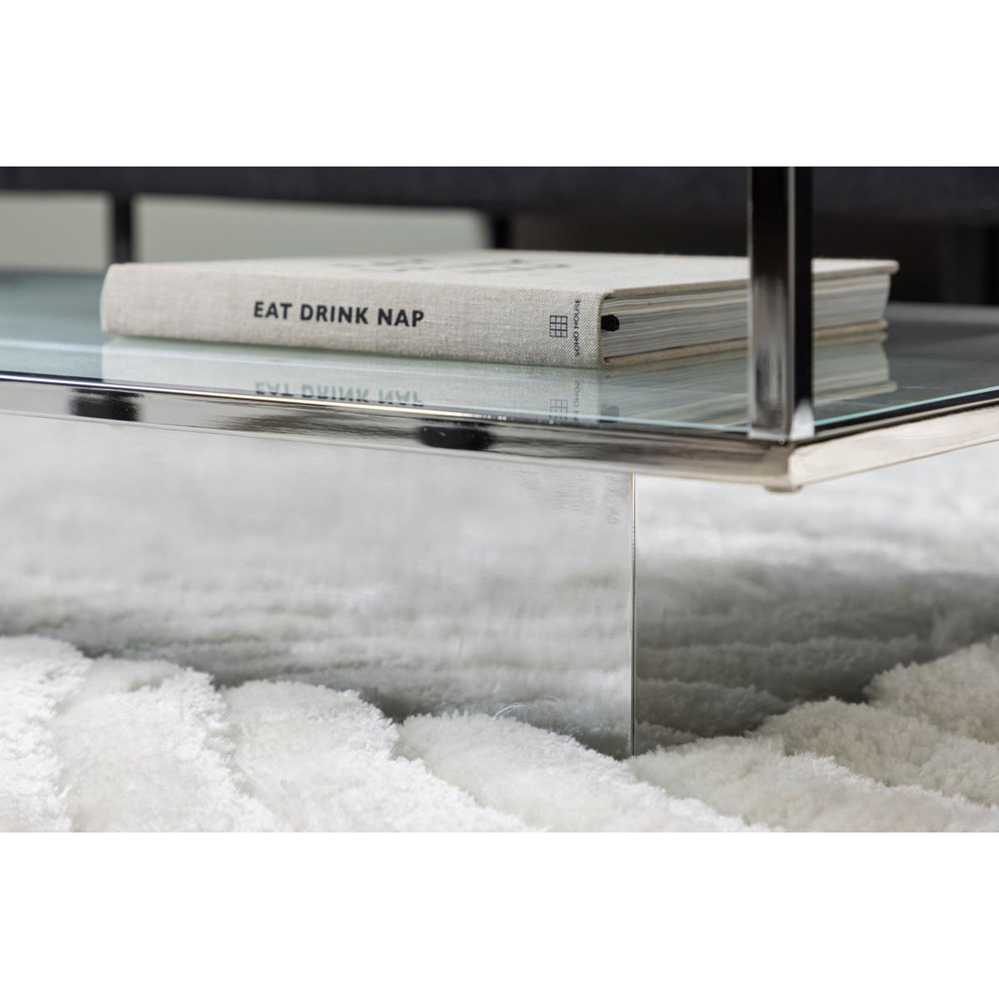 Voir la diapositive 6 : Paris Prix Table Basse Design en Verre  Maglehem  130cm Argent