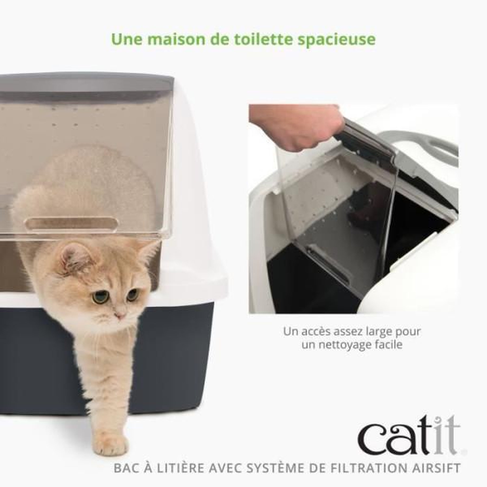 Voir la diapositive 3 : MARKET24 Maison de toilette bac a litiere pour chat - catit - airsift regular - systeme de filtration intégré - l. 57 x l. 39 x h. 46,5