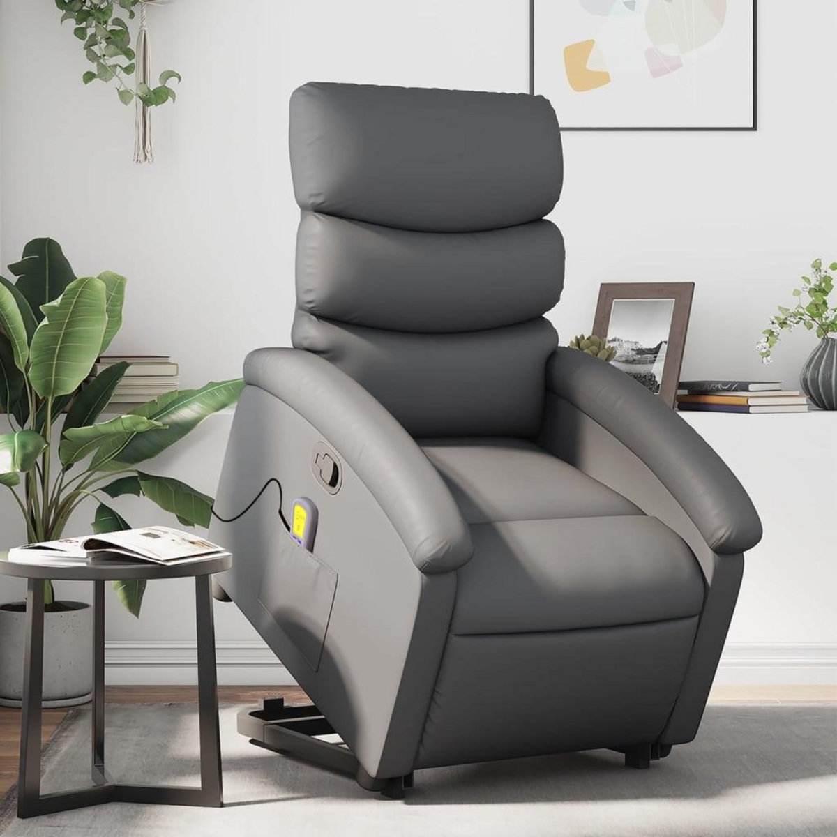 VIDAXL Fauteuil inclinable de massage Gris Similicuir