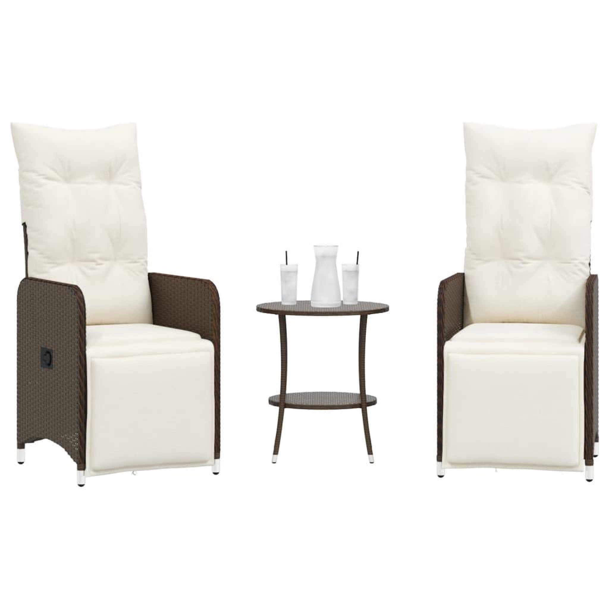 VIDAXL Chaises de jardin inclinables lot de 2 et table resine tressee