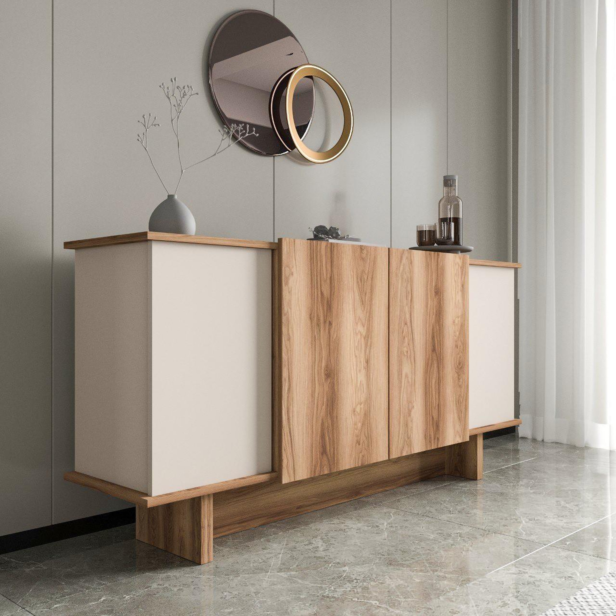Voir la diapositive 4 : Habitat et Jardin Buffet en bois  diana  - 180 x 40 x 81 cm - beige