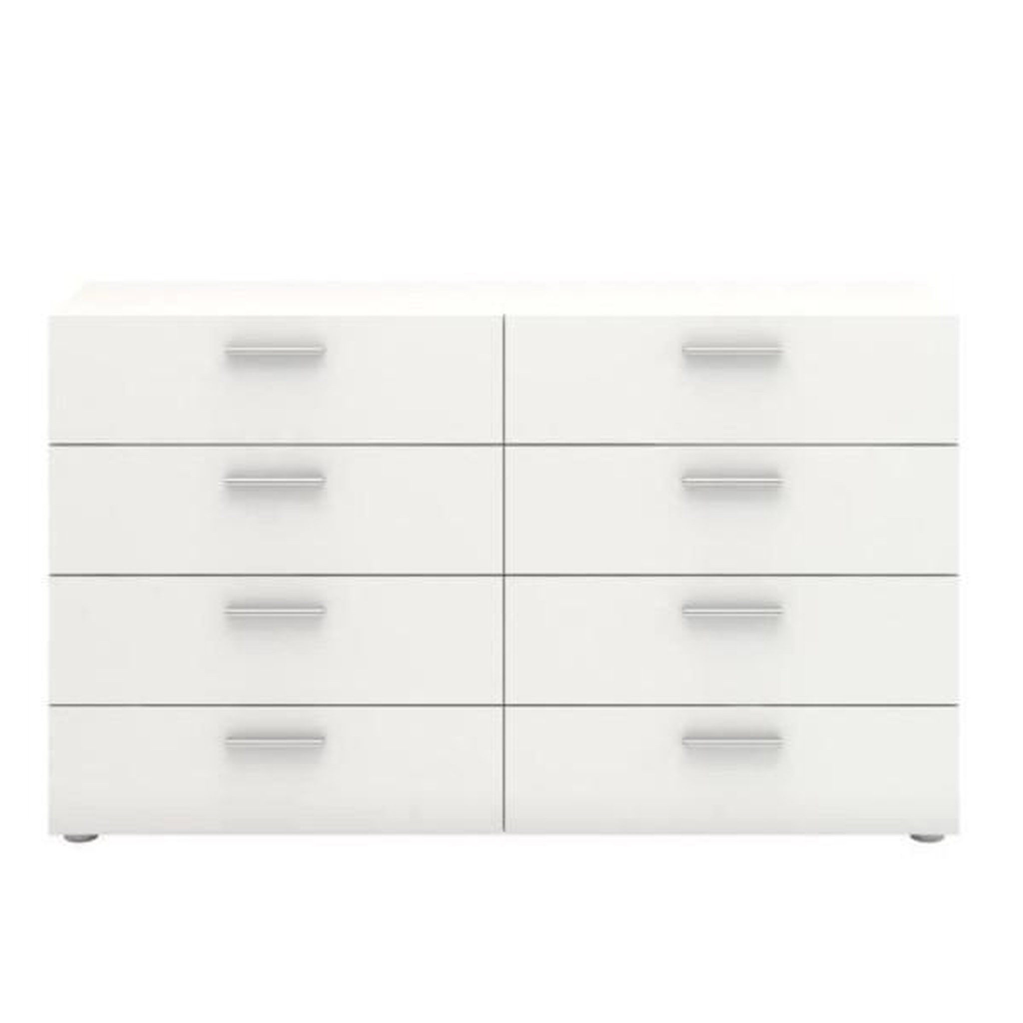 Voir la diapositive 2 : MARKET24 Commode de chambre NASH style contemporain blanc mat - L 140 cm