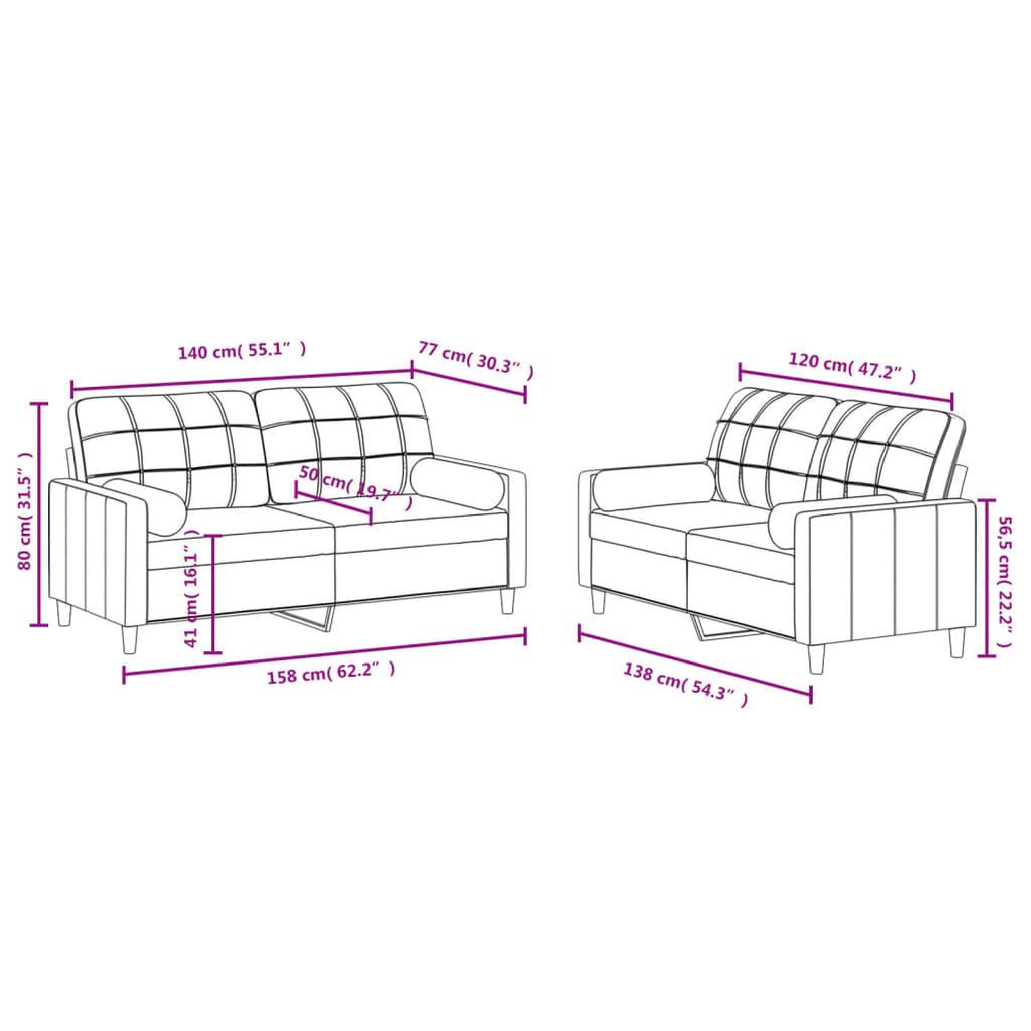 Voir la diapositive 6 : VIDAXL Ensemble de canapes 2 pcs coussins gris fonce tissu