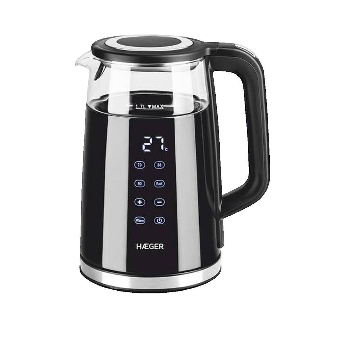 HAGER Bouilloire Haeger Modèle de bouilloire contemporaine en verre et acier inoxydable