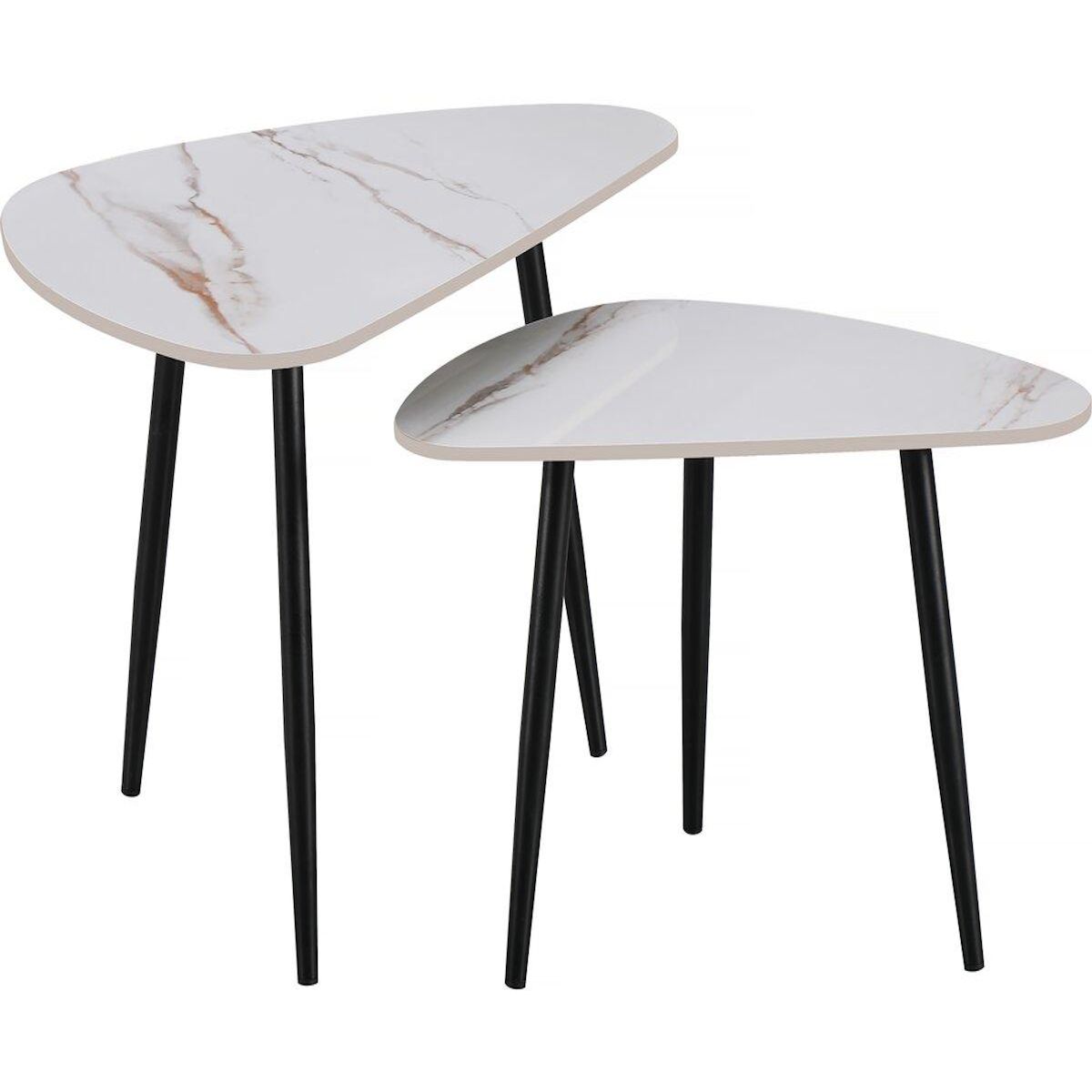 Habitat et Jardin Lot de 2 tables basses gigognes en céramique  Terra  - 49 x 79 x 56 cm - Blanc