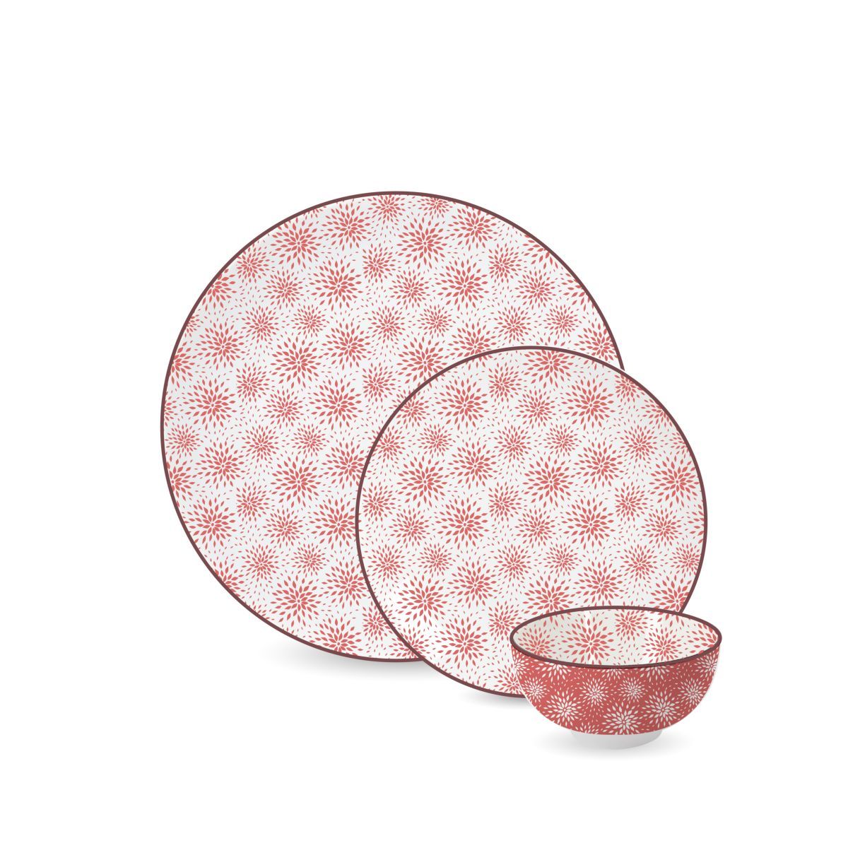 Service d'assiettes 18 pièces rouge FEANA en porcelaine