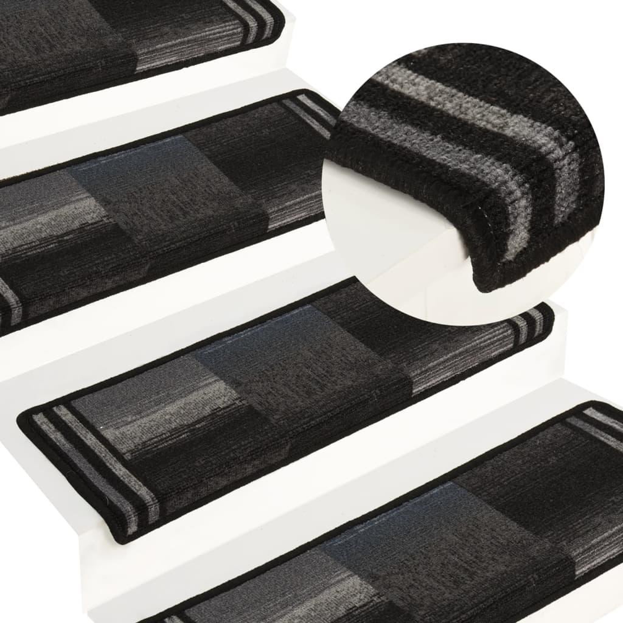 Voir la diapositive 1 : VIDAXL Tapis d'escalier autocollants 15 pcs 65x21x4 cm Noir et gris