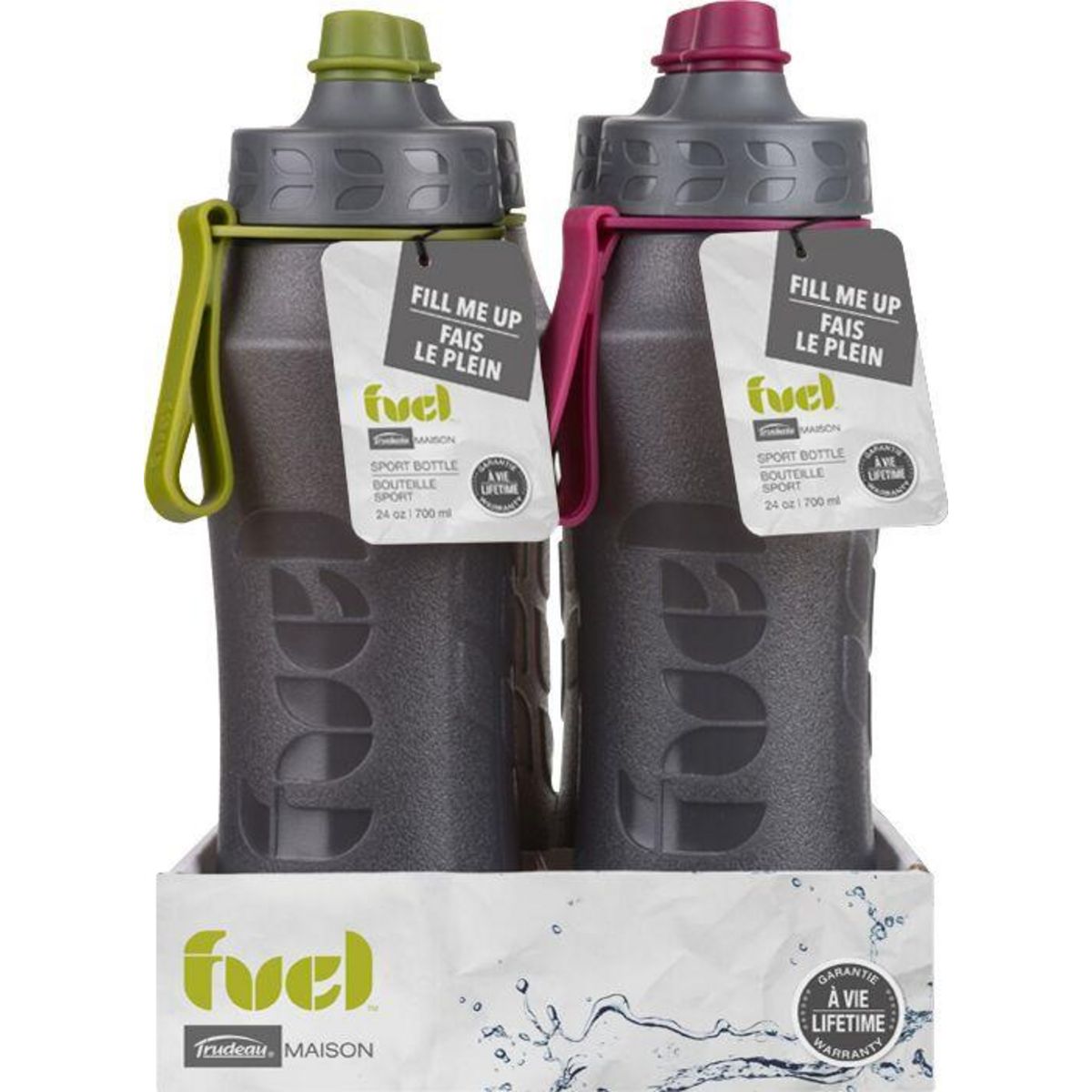 FUEL Bouteille de sport - Fuel - Avec bouchon push pull et capuchon - Contenance : 720 ml