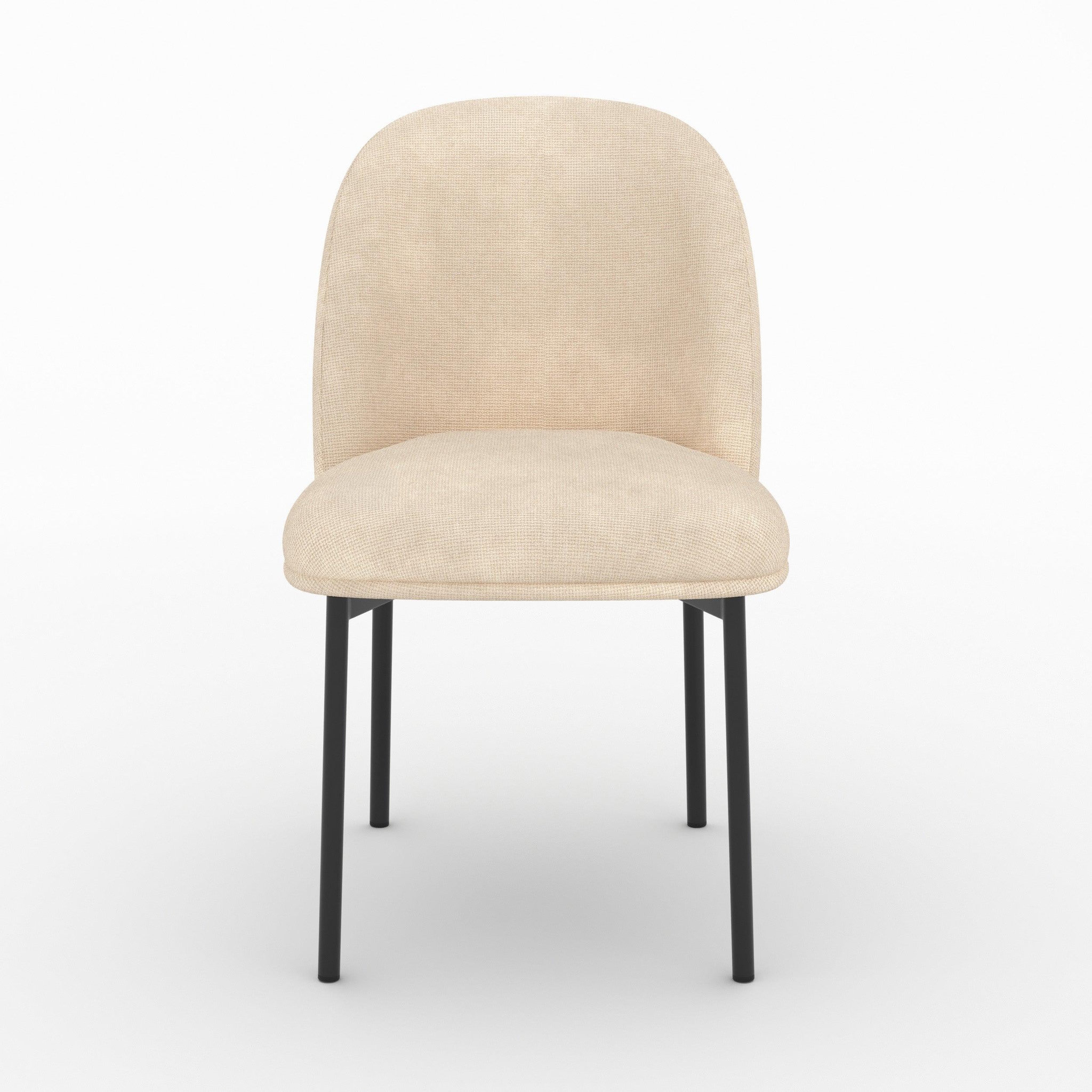Voir la diapositive 6 : MAISON PAVANE Lot de 2 chaises en tissu beige et pieds métal noir-noah