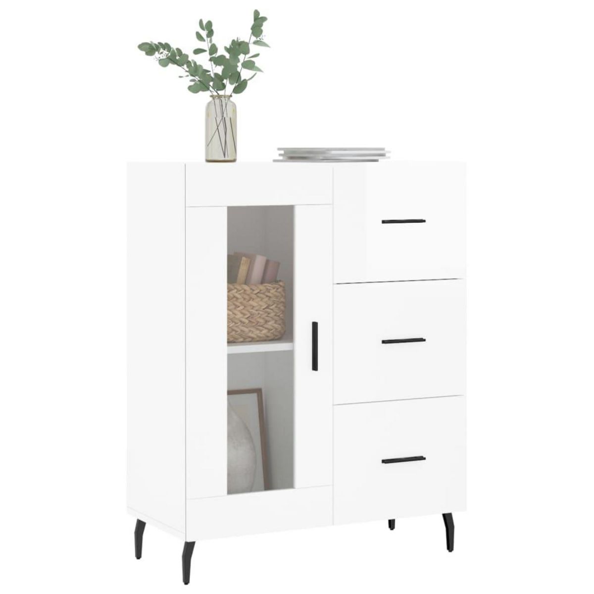VIDAXL Buffet Blanc brillant 69,5x34x90 cm Bois d'ingenierie