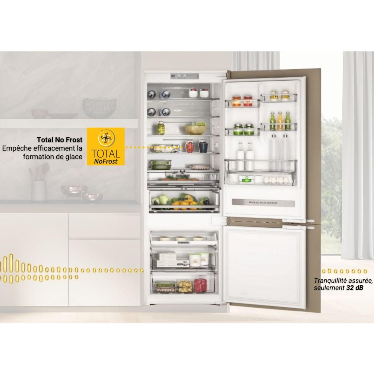Whirlpool Réfrigérateur combiné encastrable WHSP70T232P Supreme Silence 70cm Auto