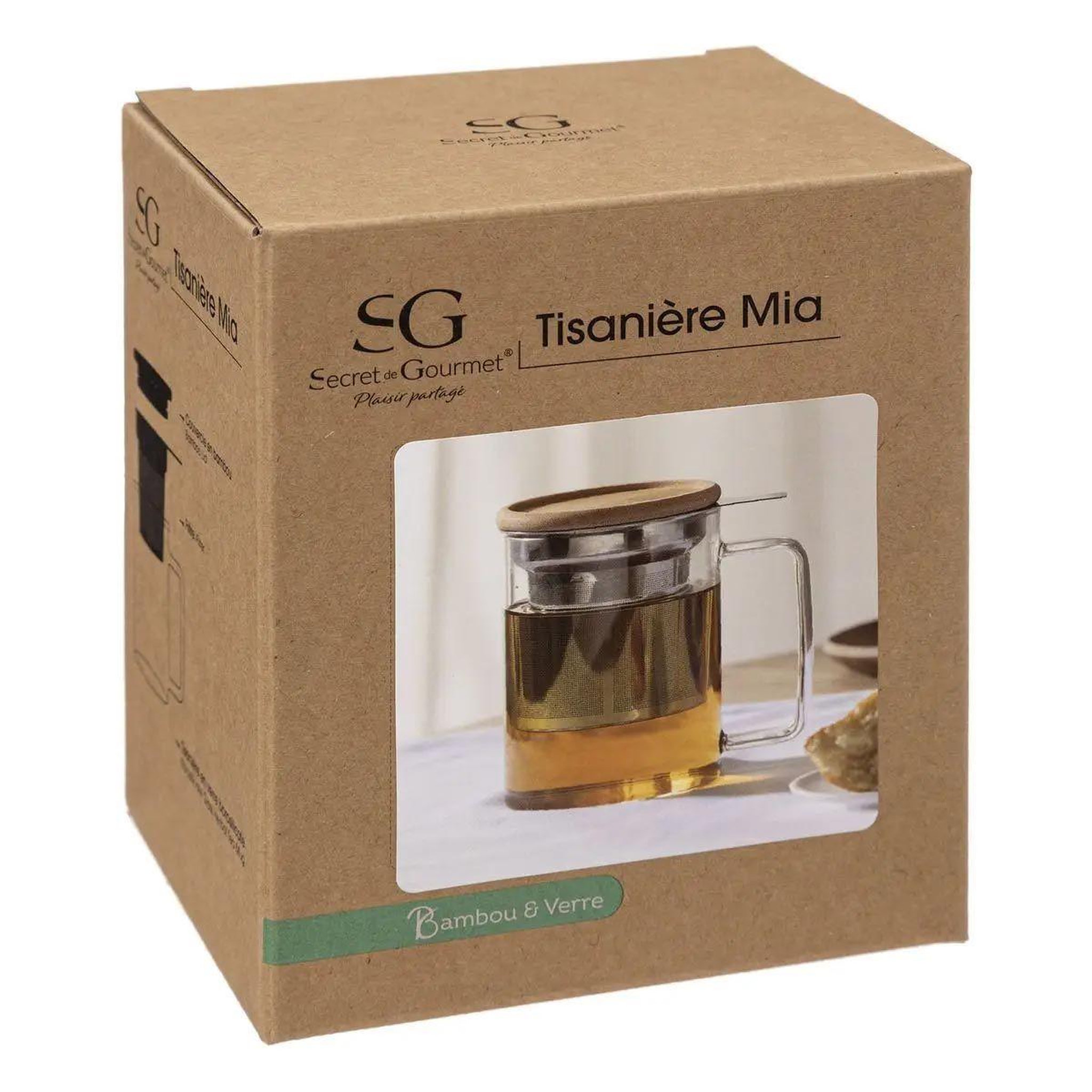 Voir la diapositive 5 : SECRET DE GOURMET Tisanière en verre  mia  45cl transparent & beige