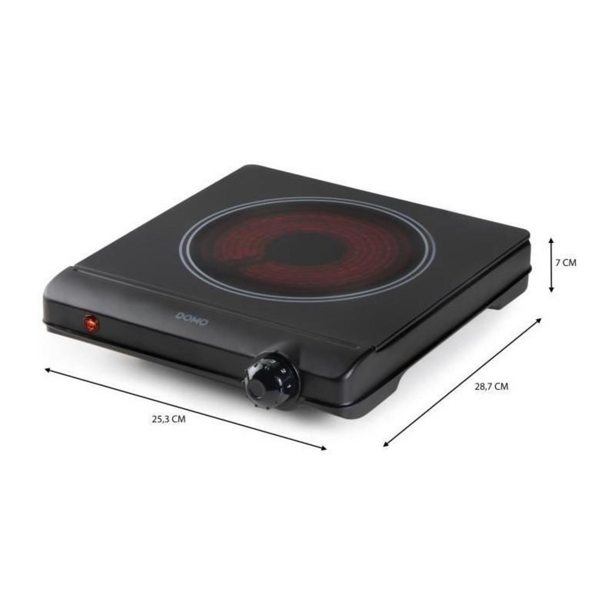 Domo Plaque de cuisson céramique - DOMO - 1 feu - 25,3 x 28,7 x 7 cm - DO30111KP