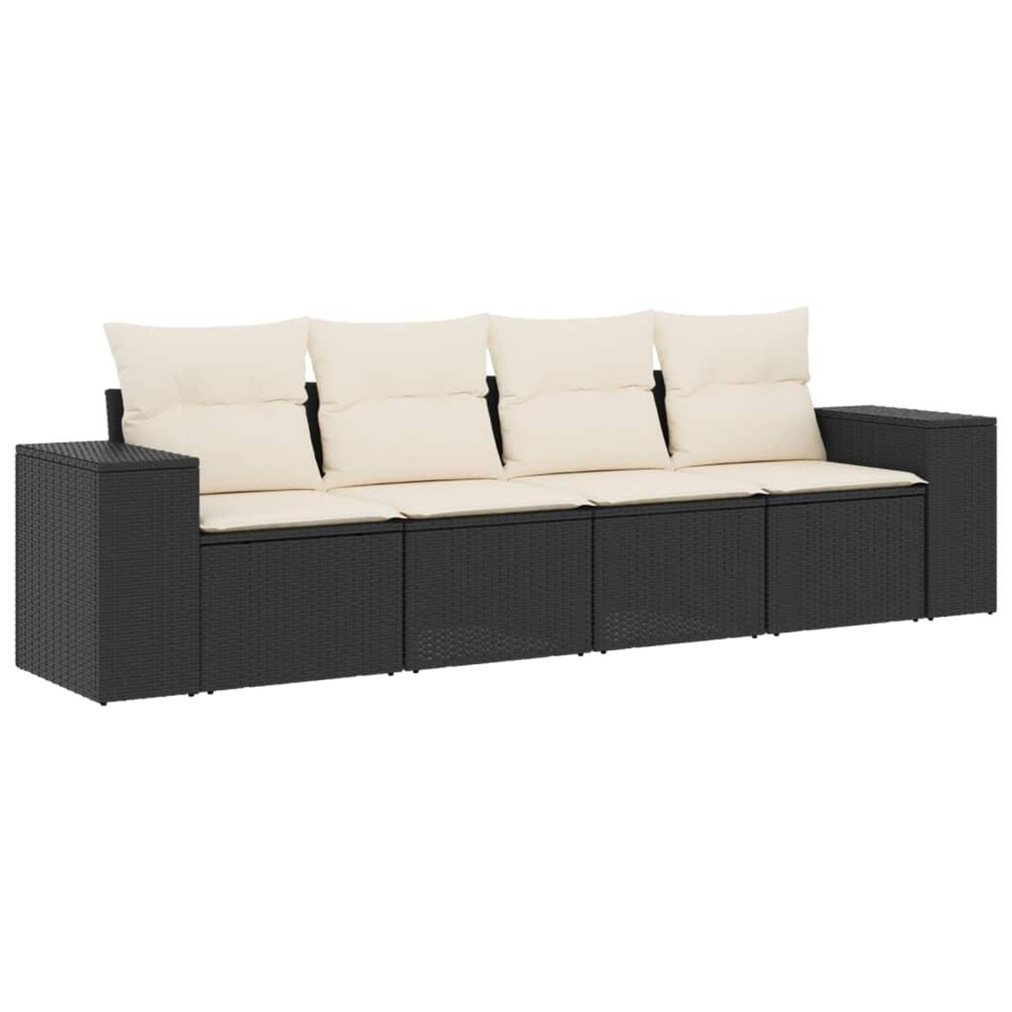 Voir la diapositive 2 : VIDAXL Salon de jardin 4 pcs avec coussins noir resine tressee