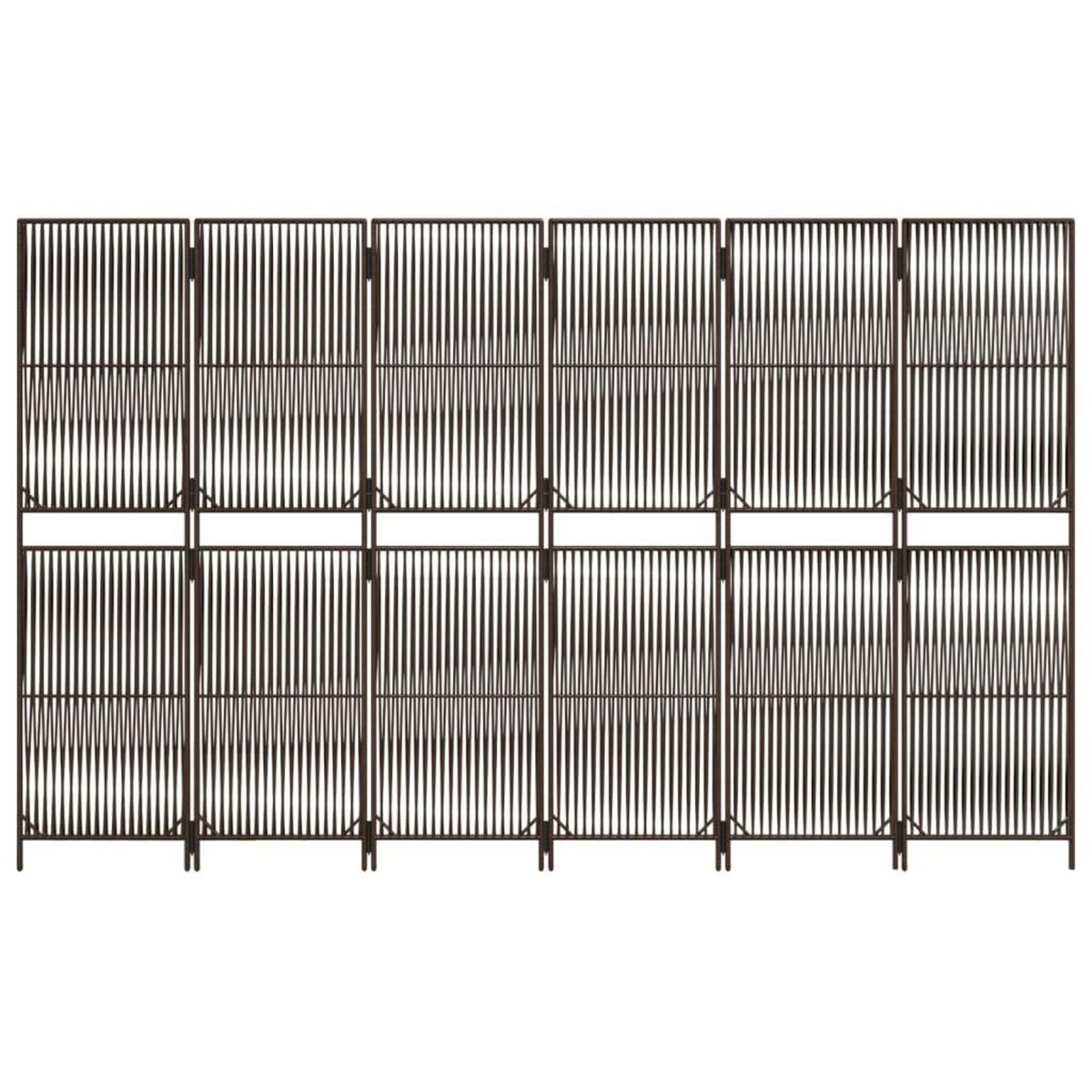 VIDAXL Cloison de separation 6 panneaux marron resine tressee