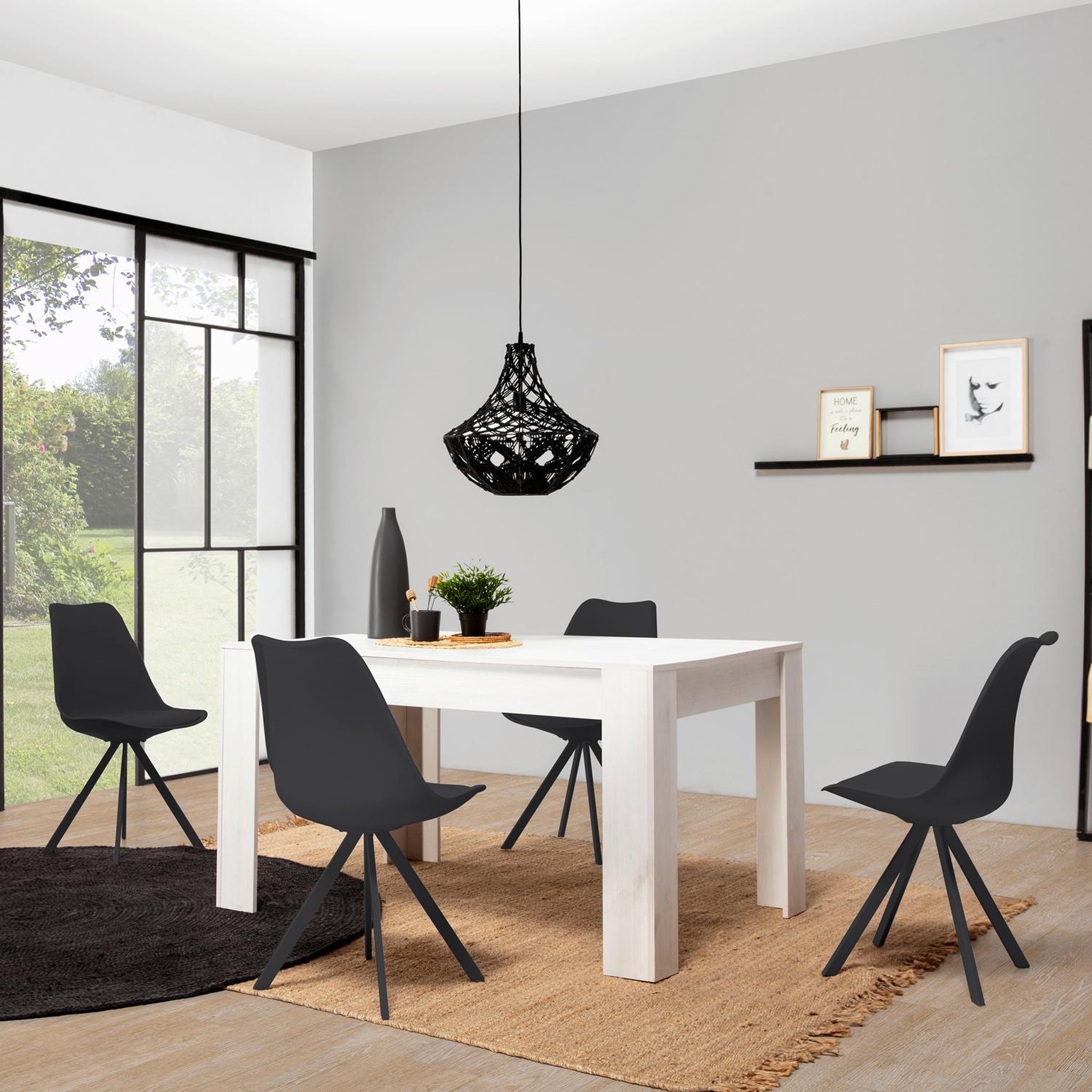 Voir la diapositive 5 : VS VENTA-STOCK Pack 2 chaises Salle à Manger Cross Style Nordique Noir, 54 cm x 49 cm x 84 cm