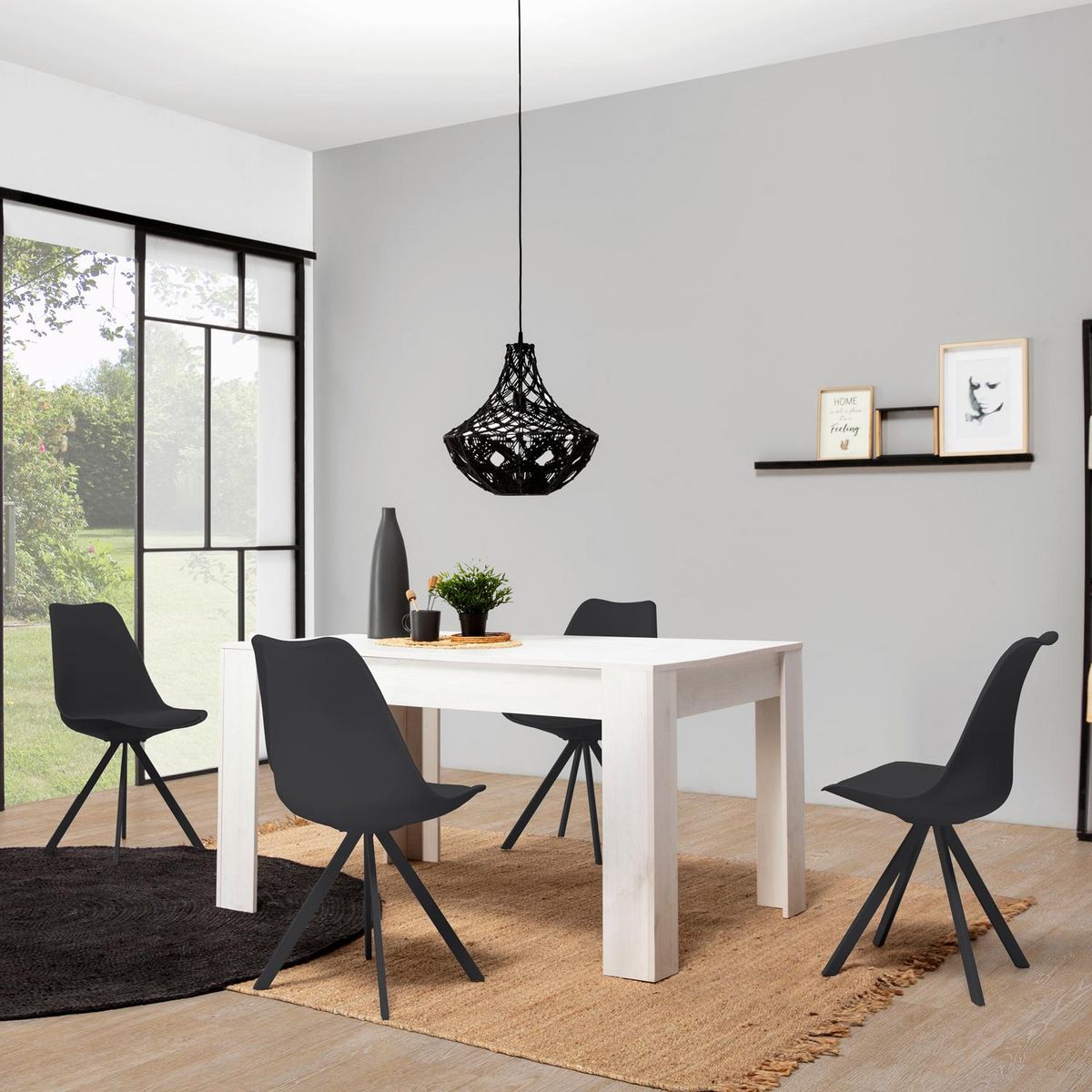 VS VENTA-STOCK Pack 2 chaises Salle à Manger Cross Style Nordique Noir, 54 cm x 49 cm x 84 cm