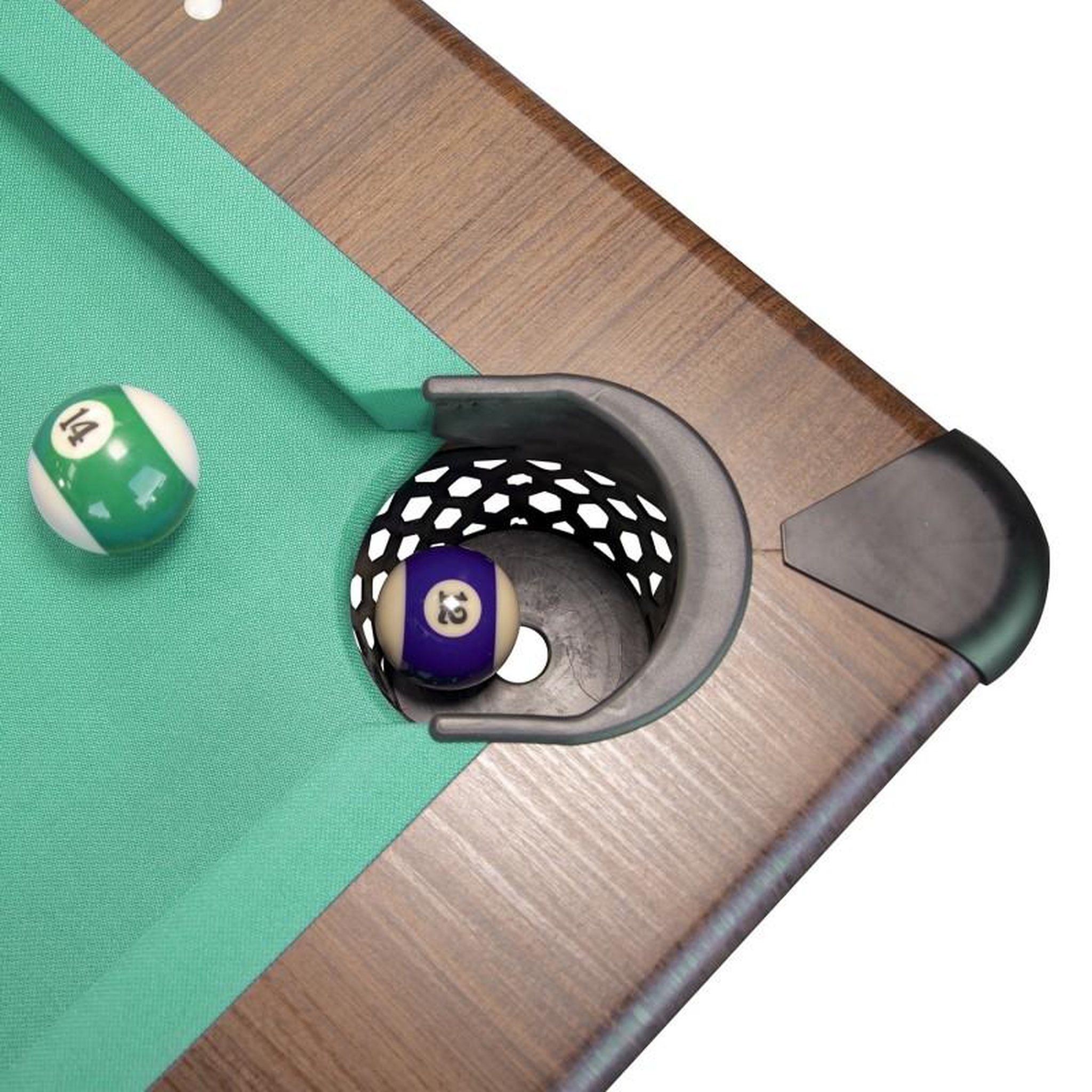 Voir la diapositive 4 : PLAY4FUN Billard Américain AMBIANCE 7Ft - 226,5 x 126,5 x 80 cm avec accessoires et plateau dînatoire - Couleur Chêne