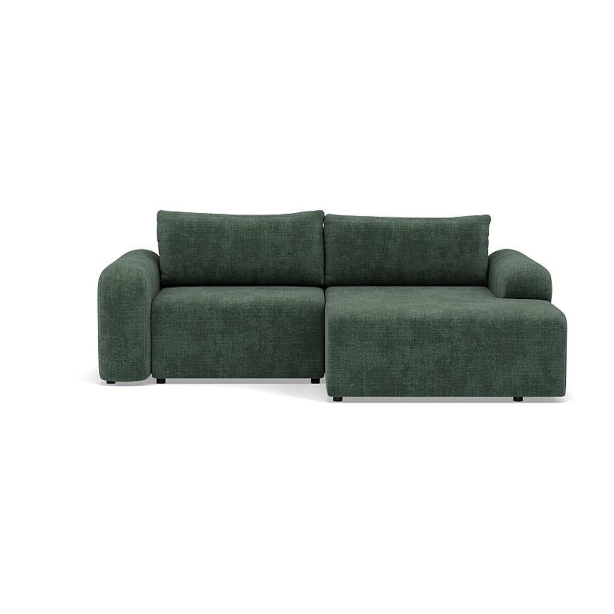 BEST MOBILIER Rebecca - canapé d'angle droit 4 places convertible avec coffre en velours texturé