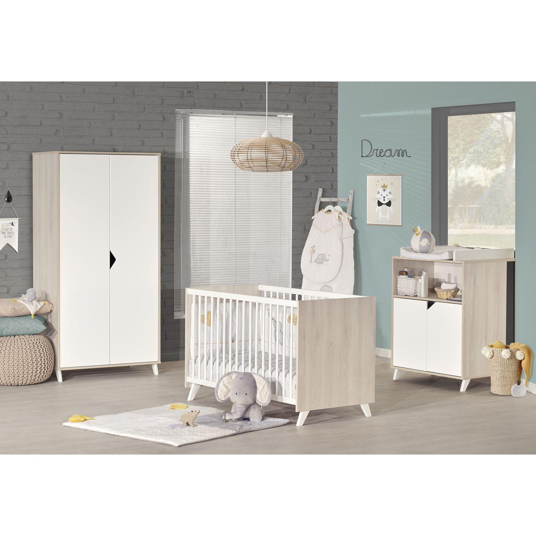 Voir la diapositive 4 : BABY PRICE Armoire bébé 2 portes SCANDI, coloris naturel 