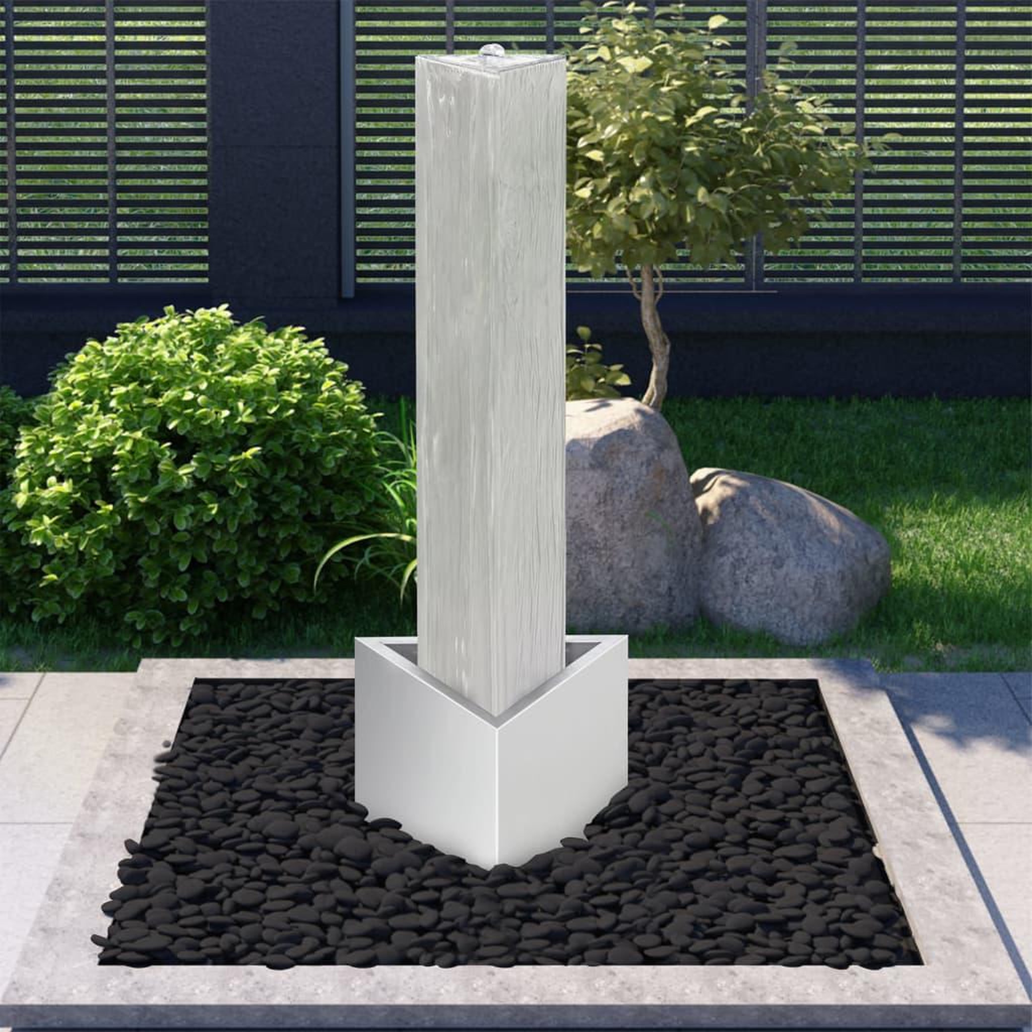 Voir la diapositive 1 : VIDAXL Fontaine de jardin Argente 37,7x32,6x110 cm Acier inoxydable