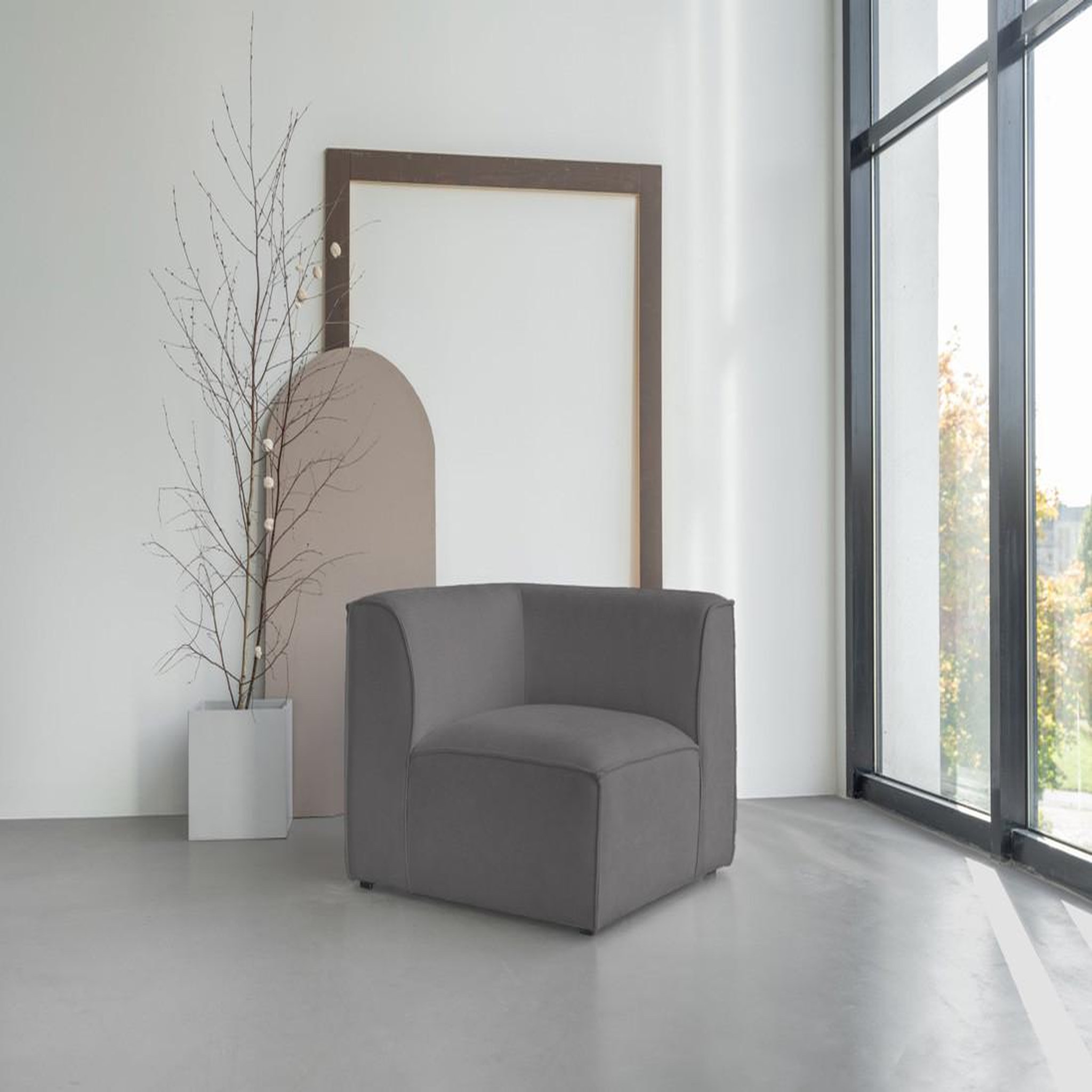 Voir la diapositive 5 : BEST MOBILIER Felix - module d'assise d'angle réversible en tissu texturé