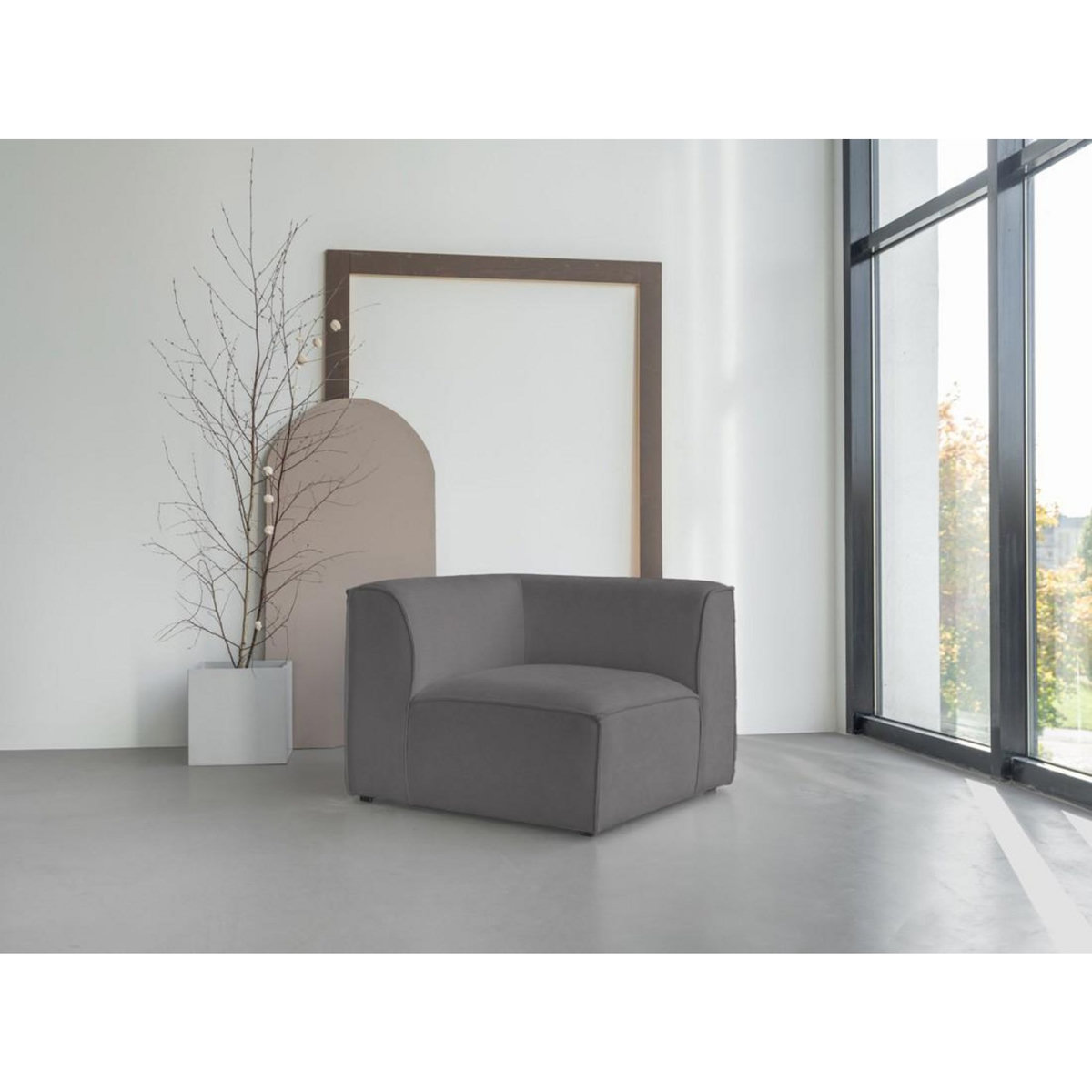 BEST MOBILIER Felix - module d'assise d'angle réversible en tissu texturé