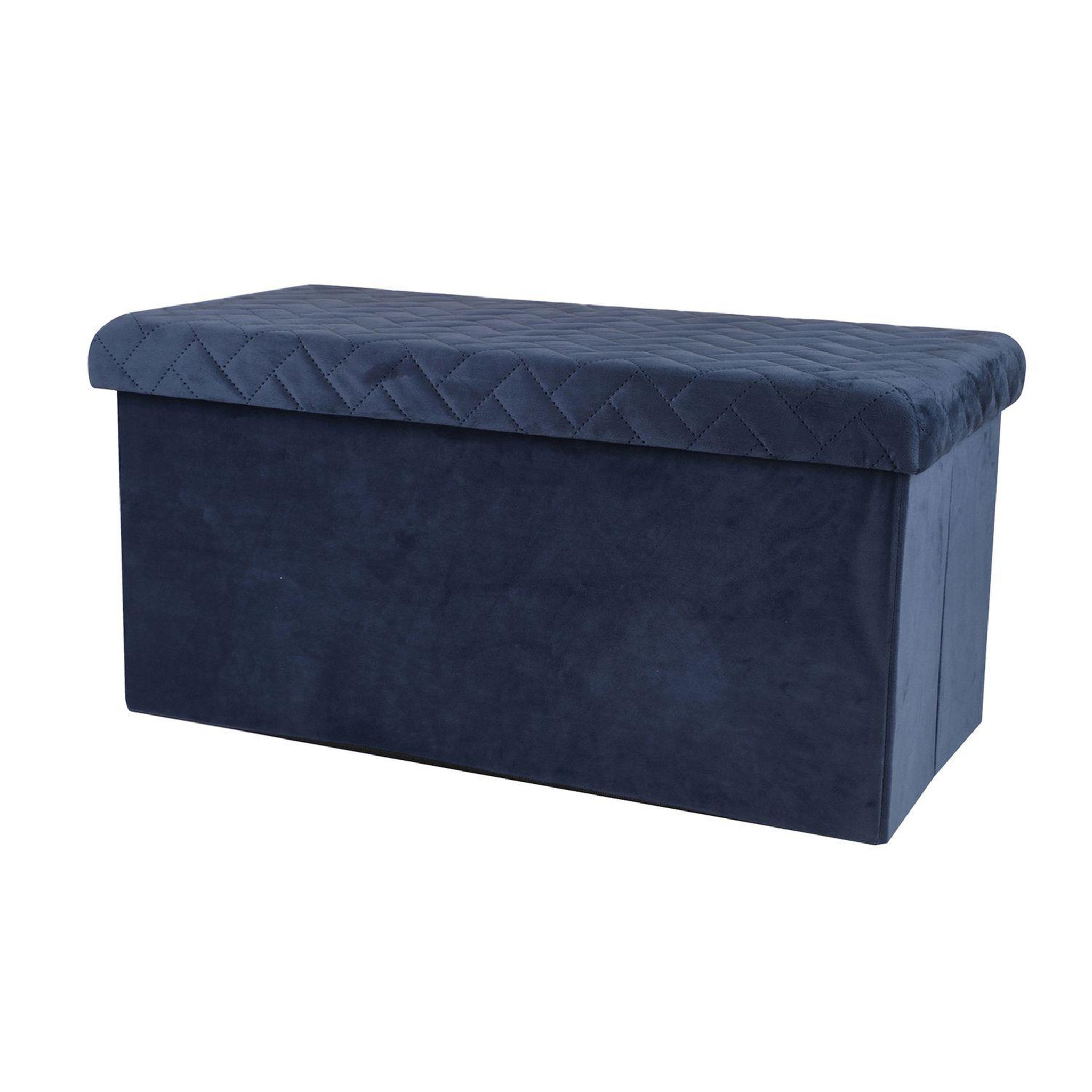 Voir la diapositive 1 : TOILINUX Banc de rangement pliable Kube en velours - Bleu