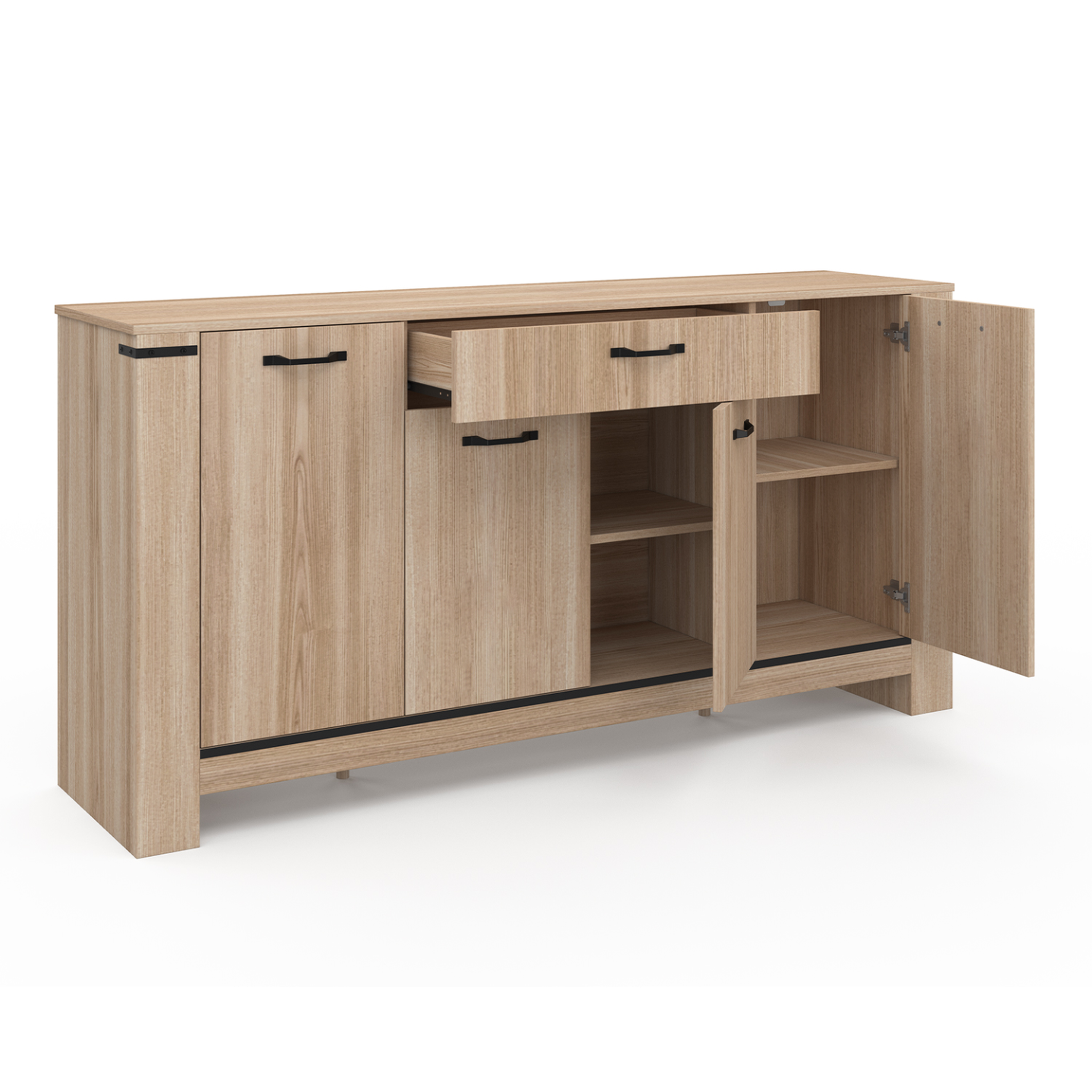Voir la diapositive 4 : ID MARKET Buffet 160 m idaho 4 portes avec tiroir design contemporain